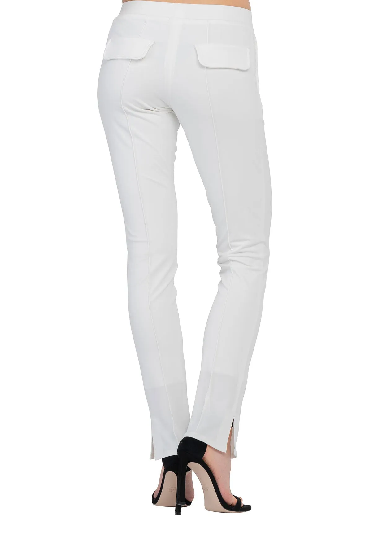 Lined Pocket Slit Bottom Striped Pants