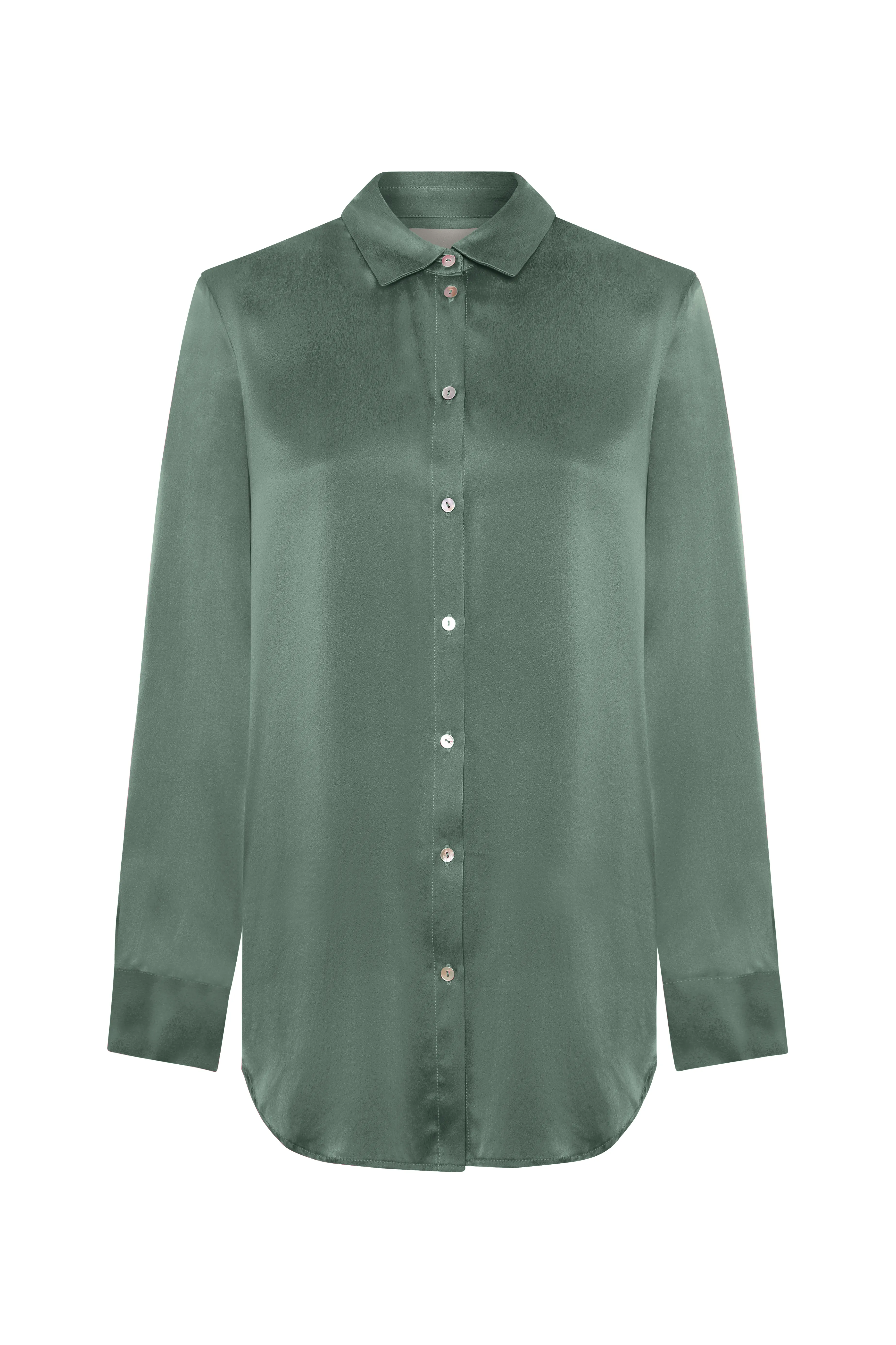 London Pyjama Top Sage Silk Charmeuse