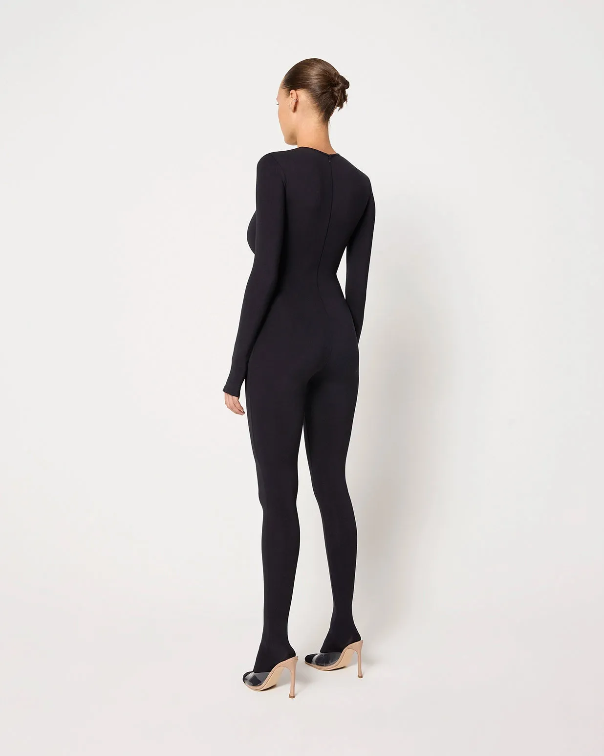 Long Sleeve Footed Catsuit | Black