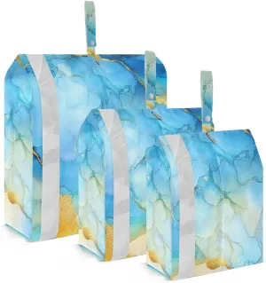 Luggage Space Saver, Organizadores De Maletas Para, Marble Yellow Blue, With Zipper, 3 Set Travel Packing Cubes For Suitcases, Garment Bag Closet Storage