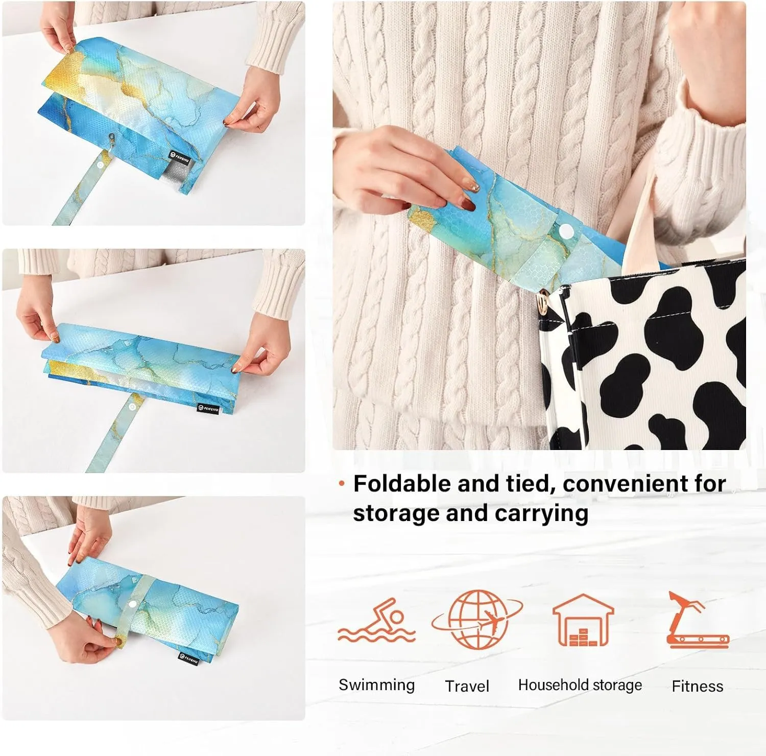 Luggage Space Saver, Organizadores De Maletas Para, Marble Yellow Blue, With Zipper, 3 Set Travel Packing Cubes For Suitcases, Garment Bag Closet Storage