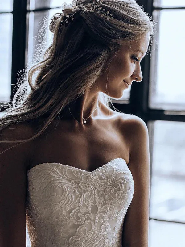 Luolandi Exquisite Sweetheart A-line Bridal Dresses Appliqued Gowns Off Shoulder Floor Length Wedding Dress