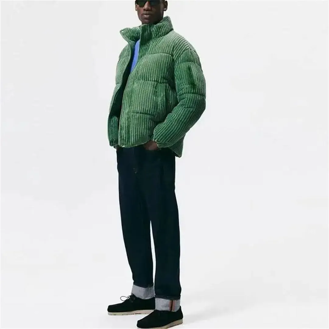 Male Thickened Retro Corduroy Jacket Padded Collar Casual Cotton-Padded Coat