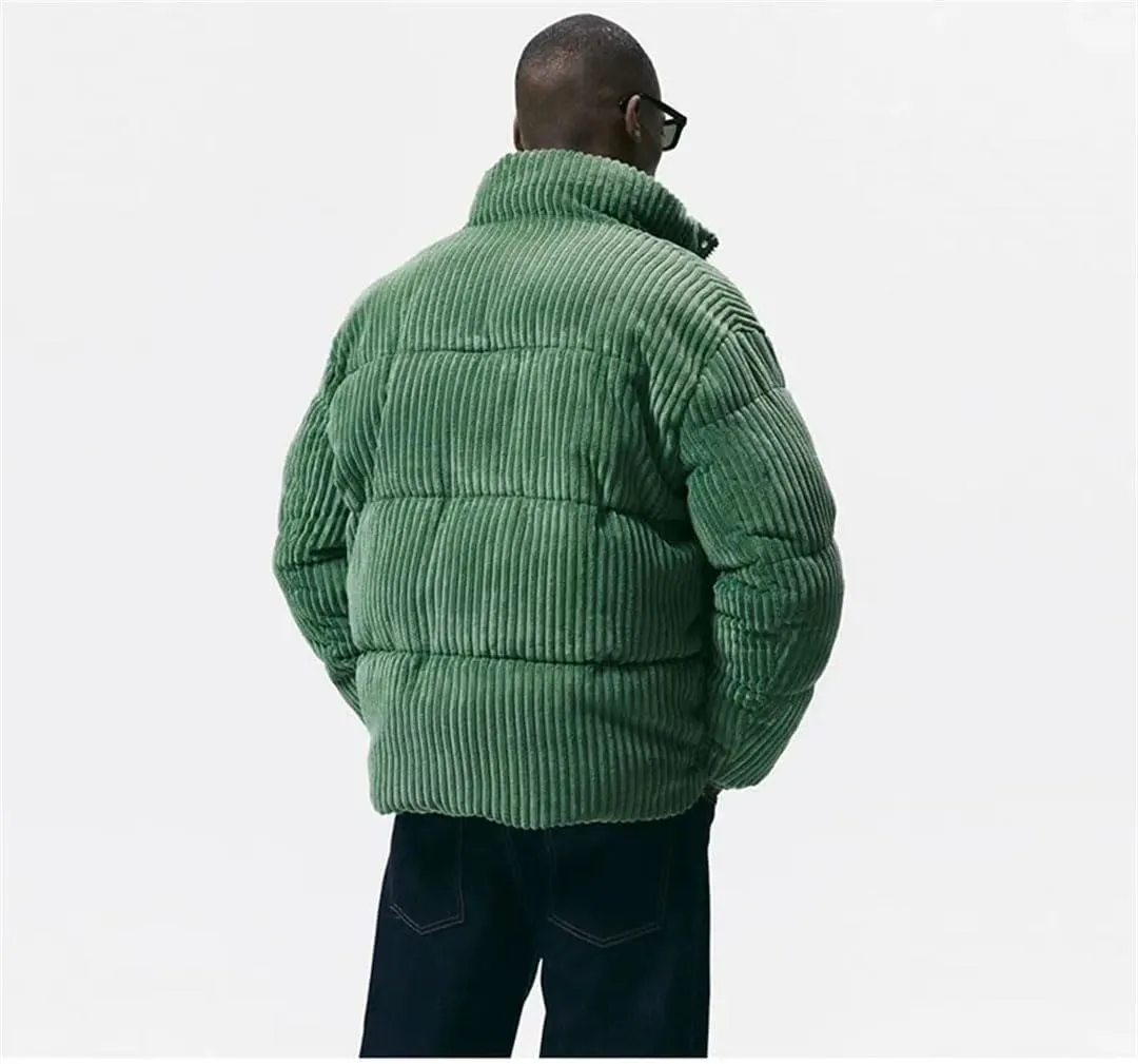 Male Thickened Retro Corduroy Jacket Padded Collar Casual Cotton-Padded Coat