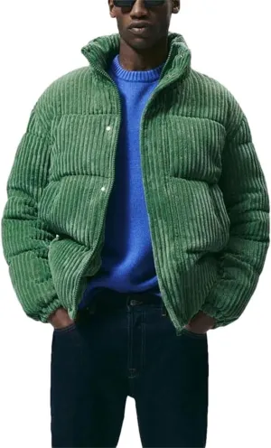 Male Thickened Retro Corduroy Jacket Padded Collar Casual Cotton-Padded Coat