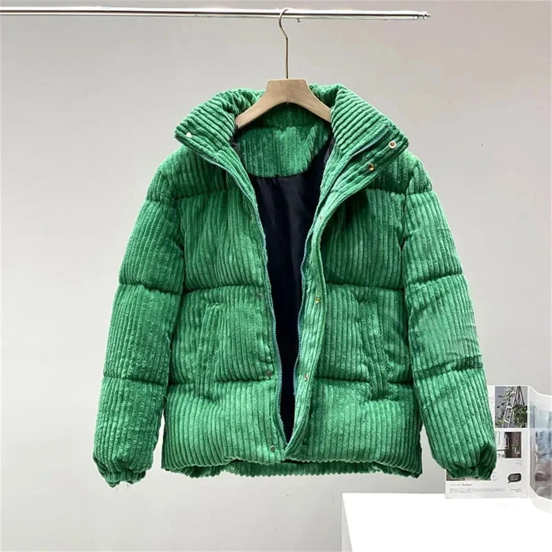 Male Thickened Retro Corduroy Jacket Padded Collar Casual Cotton-Padded Coat