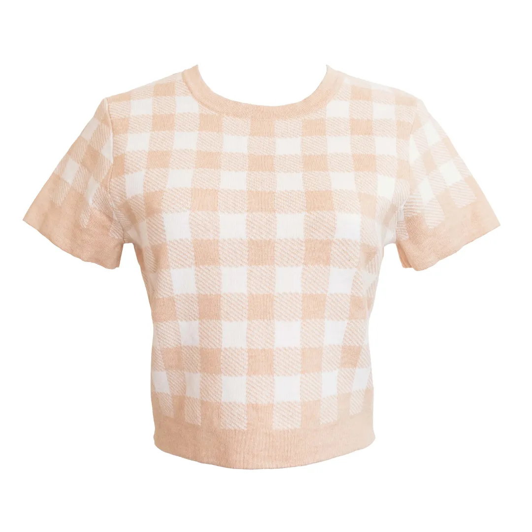MASON'S DAUGHTER Stella Knit Top, Blush Gingham