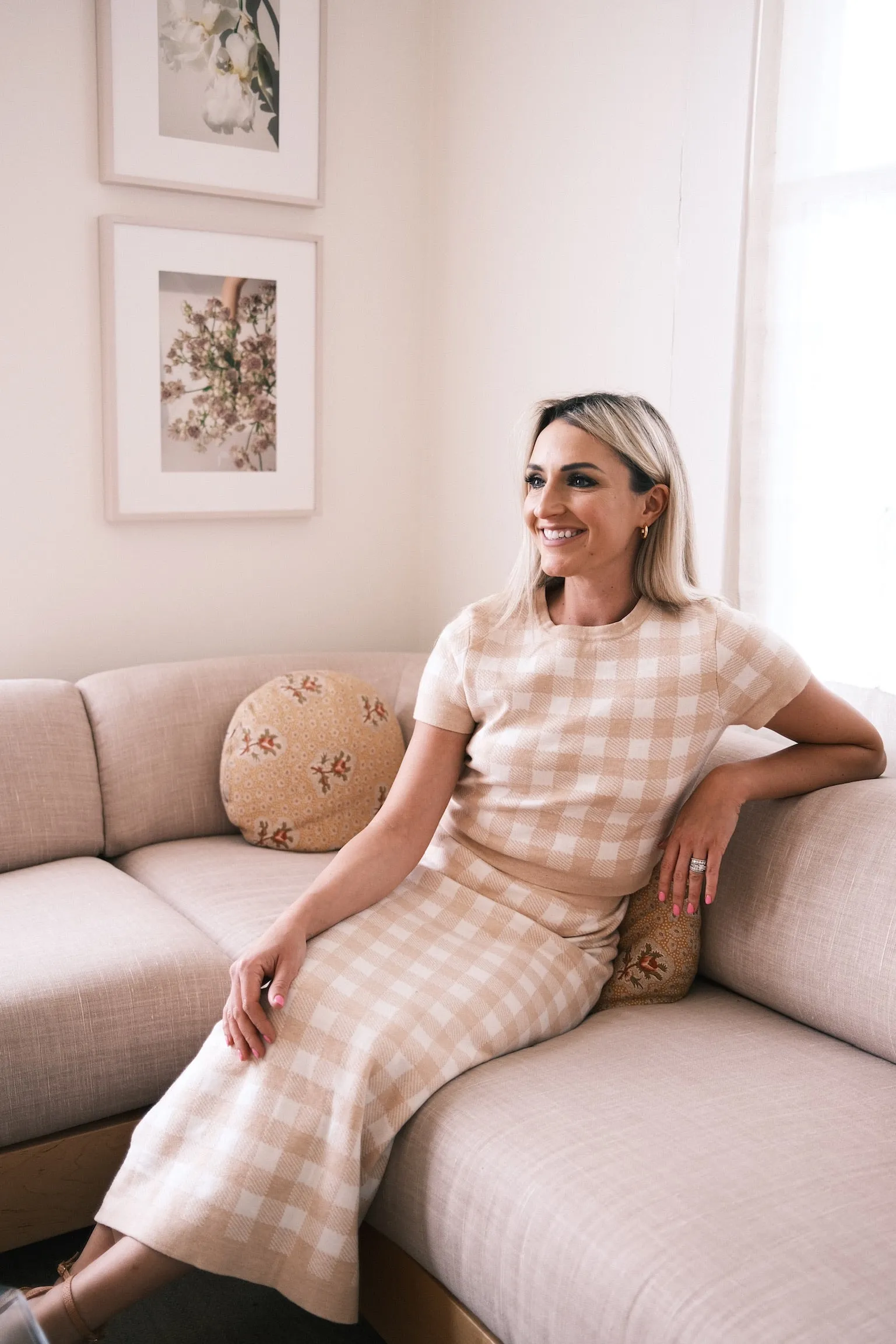 MASON'S DAUGHTER Stella Knit Top, Blush Gingham