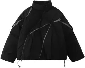 Men Women Cotton Padded Jacket Coat High Street Thicken Warm Stand Collar Loose Outwear