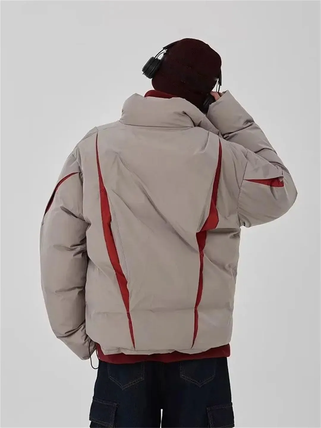 Men Women Cotton Padded Jacket Coat High Street Thicken Warm Stand Collar Loose Outwear