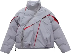 Men Women Cotton Padded Jacket Coat High Street Thicken Warm Stand Collar Loose Outwear