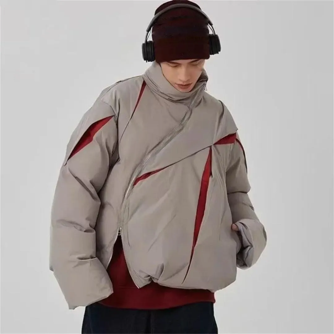 Men Women Cotton Padded Jacket Coat High Street Thicken Warm Stand Collar Loose Outwear