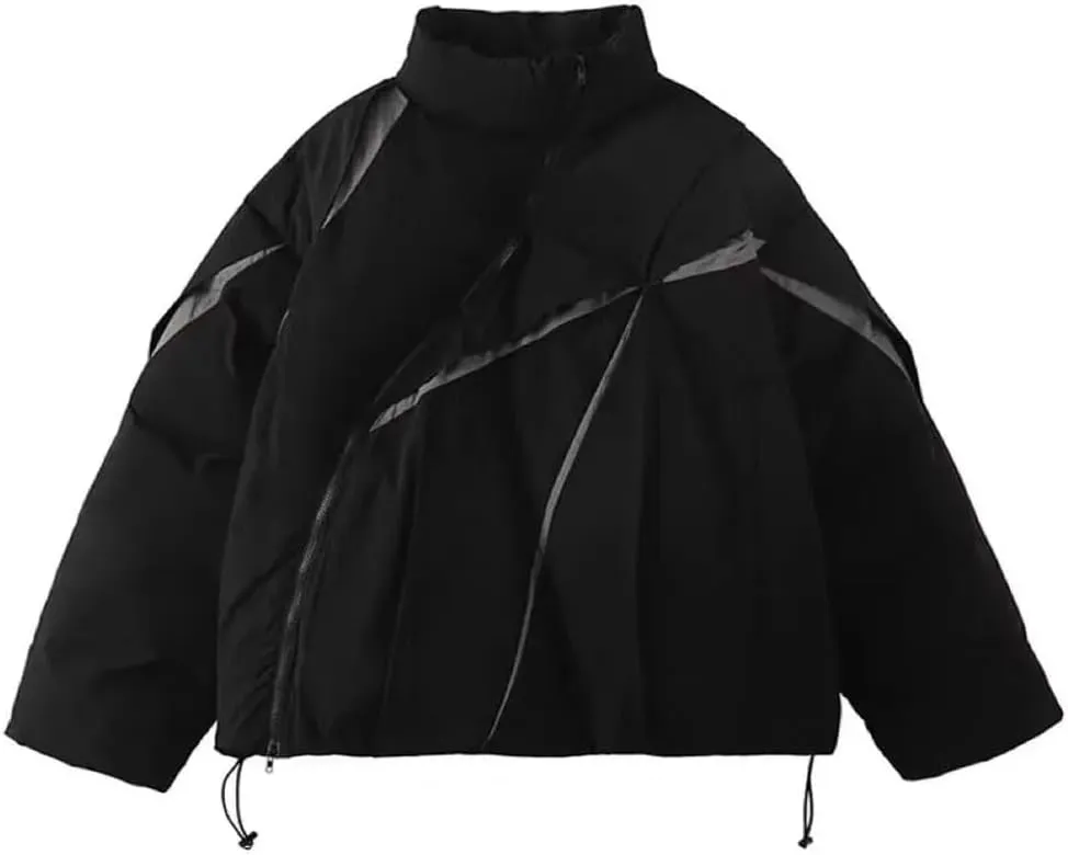 Men Women Cotton Padded Jacket Coat High Street Thicken Warm Stand Collar Loose Outwear