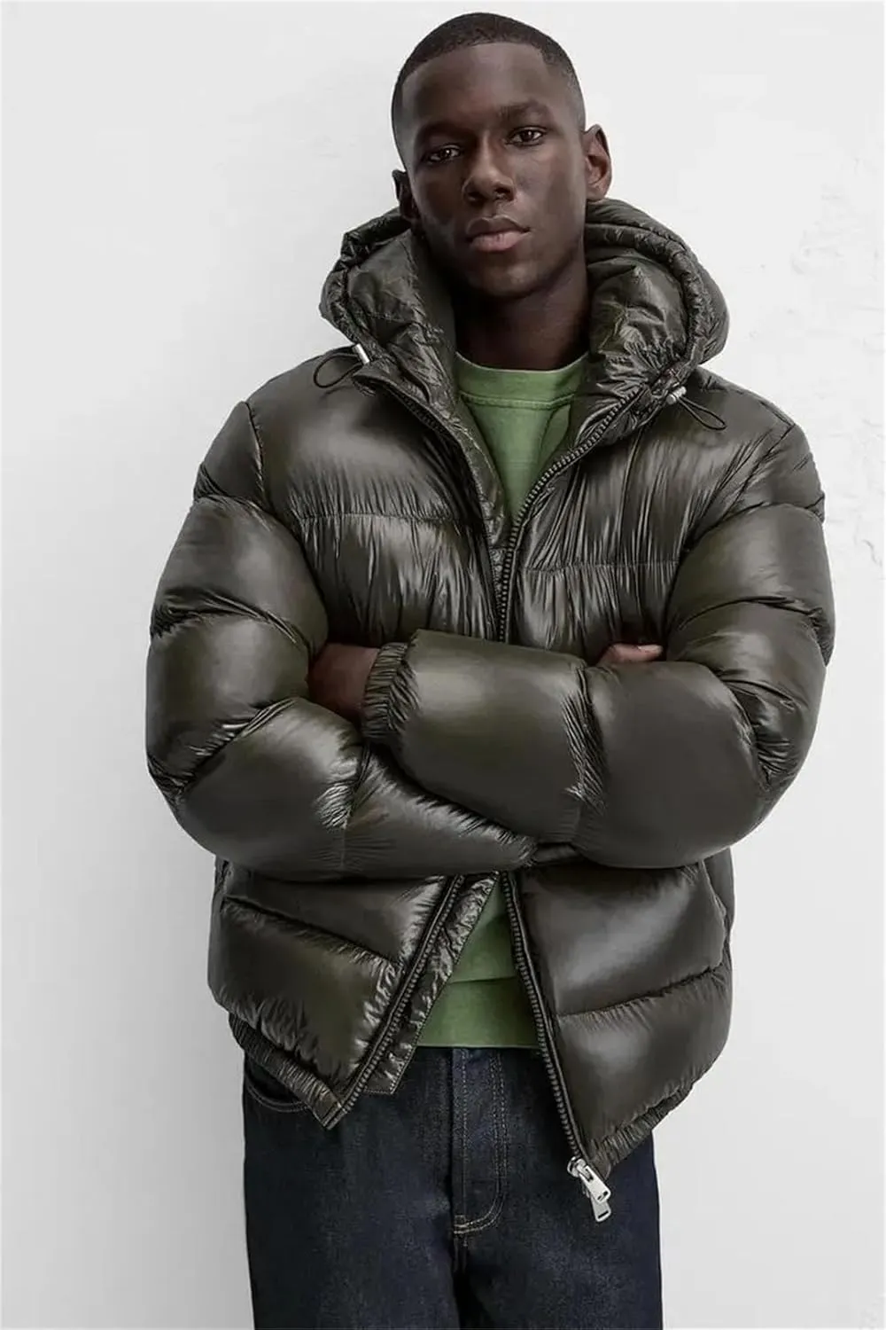 Men's Elegant Padded Coat Hooded Cotton Jacket Casual Fashion Loose Zipper Coat