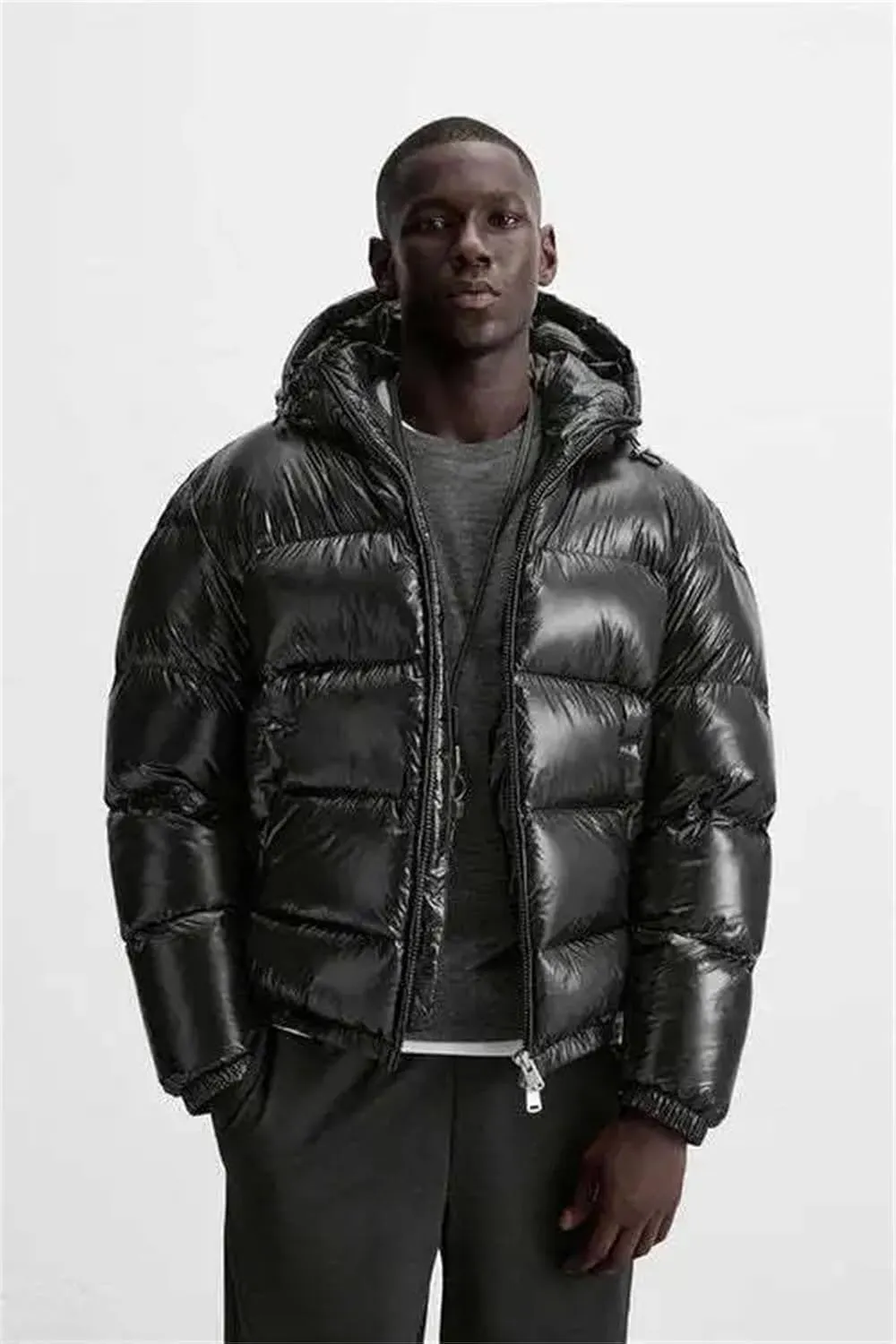 Men's Elegant Padded Coat Hooded Cotton Jacket Casual Fashion Loose Zipper Coat