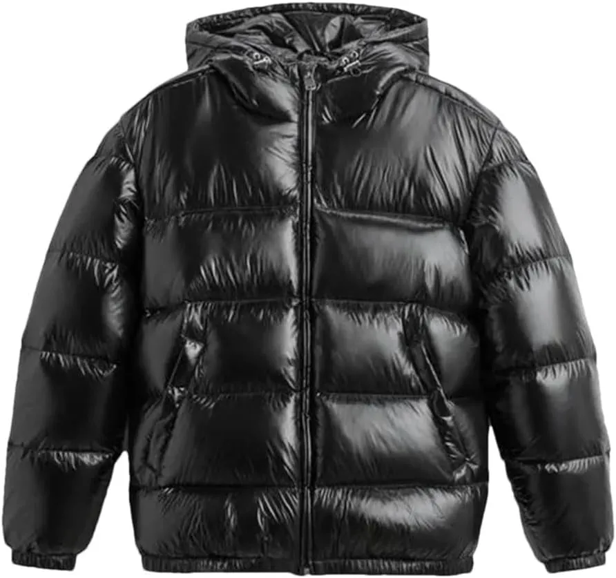 Men's Elegant Padded Coat Hooded Cotton Jacket Casual Fashion Loose Zipper Coat