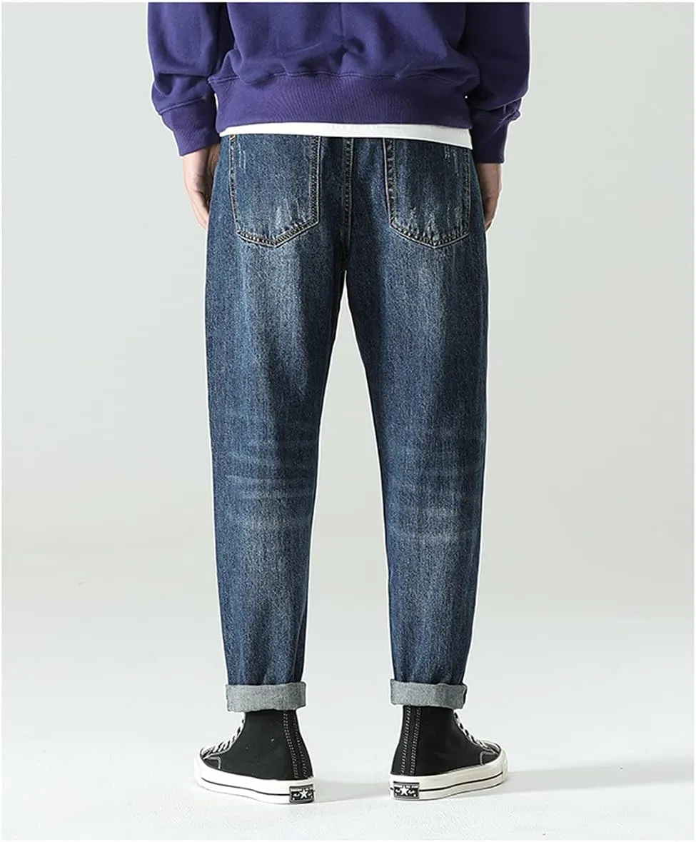 Mens Hardwearing Comfortable Trousers Ripped Jeans Harem Pants