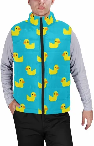 Mens Puffer Vest Breakfast Eggs Pattern Men's Cotton Blend Warm Vest Coat Jacket Loose Sleeveless Slim Warm Outwear