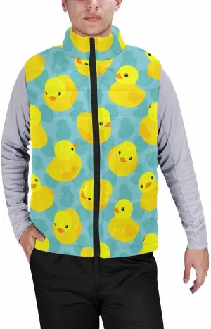 Mens Puffer Vest Breakfast Eggs Pattern Men's Cotton Blend Warm Vest Coat Jacket Loose Sleeveless Slim Warm Outwear