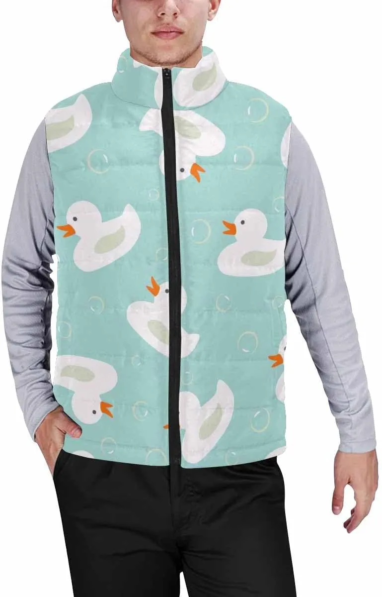 Mens Puffer Vest Breakfast Eggs Pattern Men's Cotton Blend Warm Vest Coat Jacket Loose Sleeveless Slim Warm Outwear