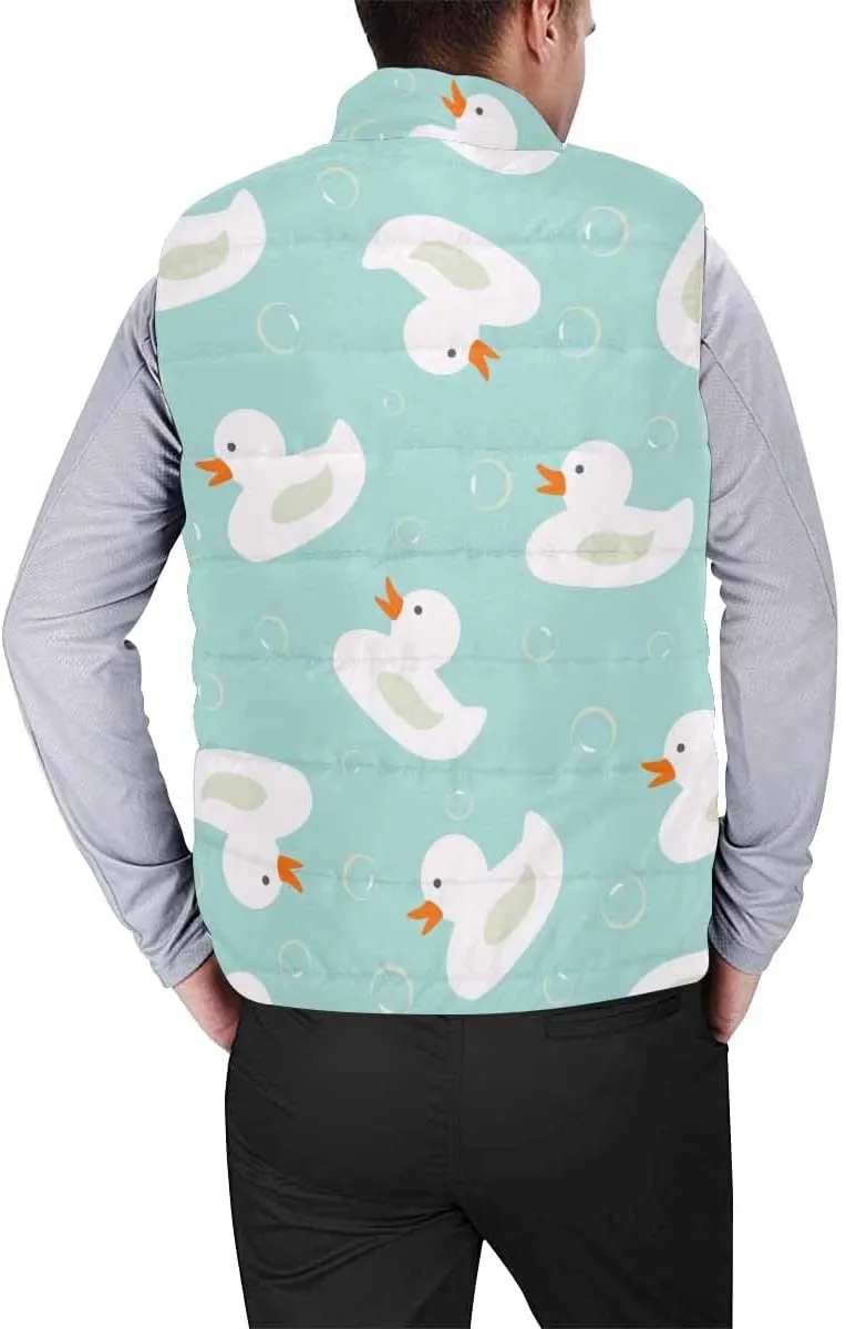 Mens Puffer Vest Breakfast Eggs Pattern Men's Cotton Blend Warm Vest Coat Jacket Loose Sleeveless Slim Warm Outwear