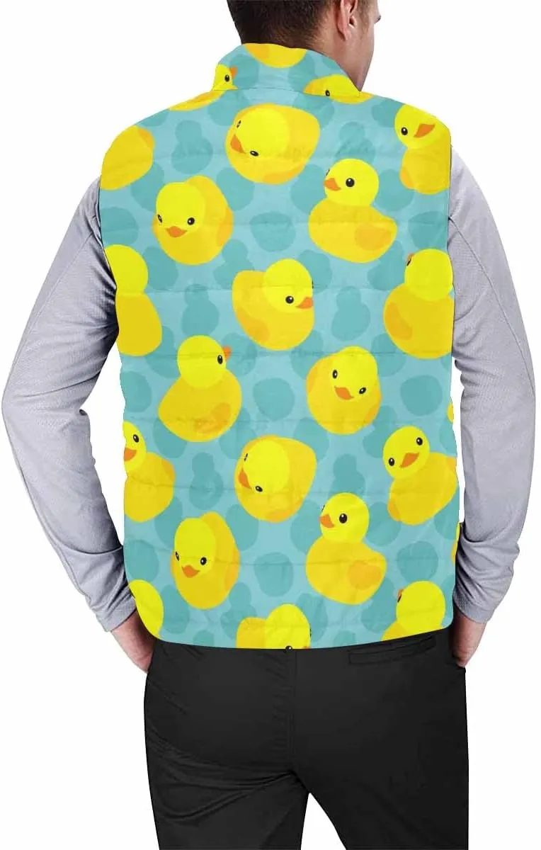 Mens Puffer Vest Breakfast Eggs Pattern Men's Cotton Blend Warm Vest Coat Jacket Loose Sleeveless Slim Warm Outwear
