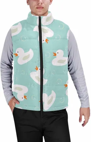 Mens Puffer Vest Breakfast Eggs Pattern Men's Cotton Blend Warm Vest Coat Jacket Loose Sleeveless Slim Warm Outwear