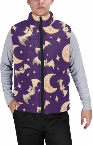 Mens Puffer Vest Halloween Pumokin Autumn Winter Warm Vest Coat Jacket Casual Loose Sleeveless Slim Warm Outwear