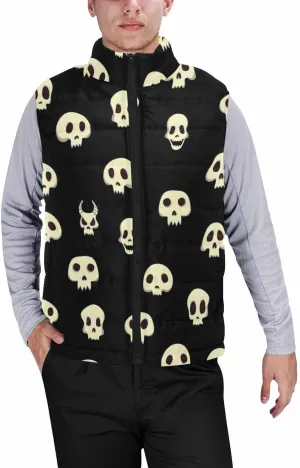 Mens Puffer Vest Halloween Pumokin Autumn Winter Warm Vest Coat Jacket Casual Loose Sleeveless Slim Warm Outwear