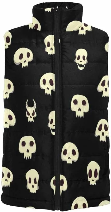 Mens Puffer Vest Halloween Pumokin Autumn Winter Warm Vest Coat Jacket Casual Loose Sleeveless Slim Warm Outwear