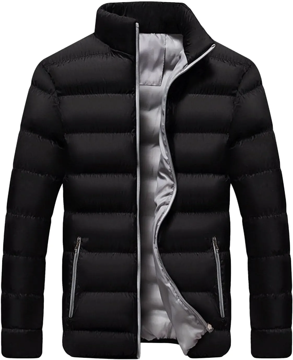 Men's Slim Fit Winter Jacket Winter Warm Zipper Stand Collar Jacket Male Thicken Parka Quilted Cotton-Padded Coats
