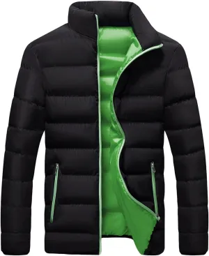 Men's Slim Fit Winter Jacket Winter Warm Zipper Stand Collar Jacket Male Thicken Parka Quilted Cotton-Padded Coats