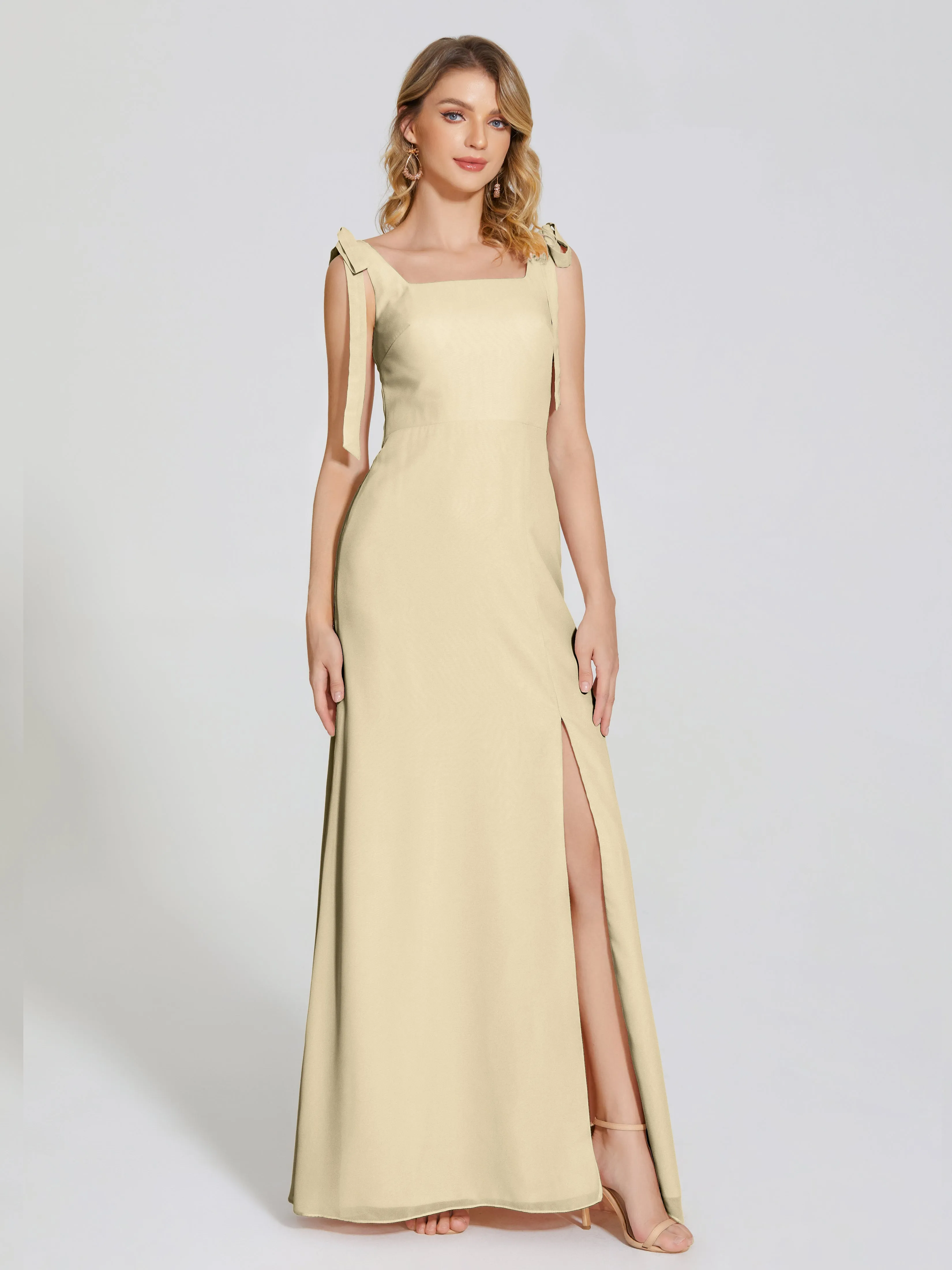 Michelle Elegant Square Neckline Chiffon Bridesmaid Dresses