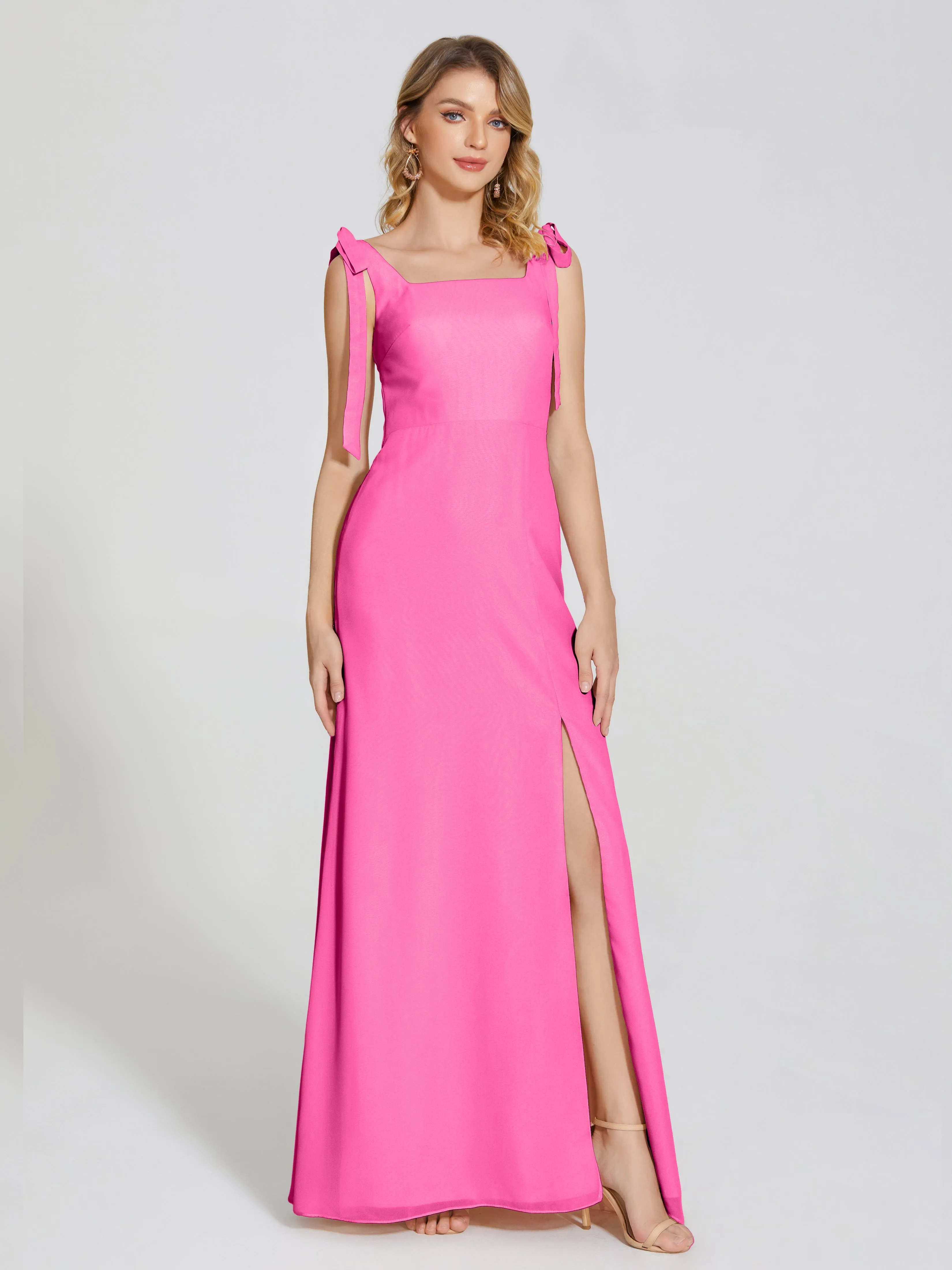 Michelle Elegant Square Neckline Chiffon Bridesmaid Dresses