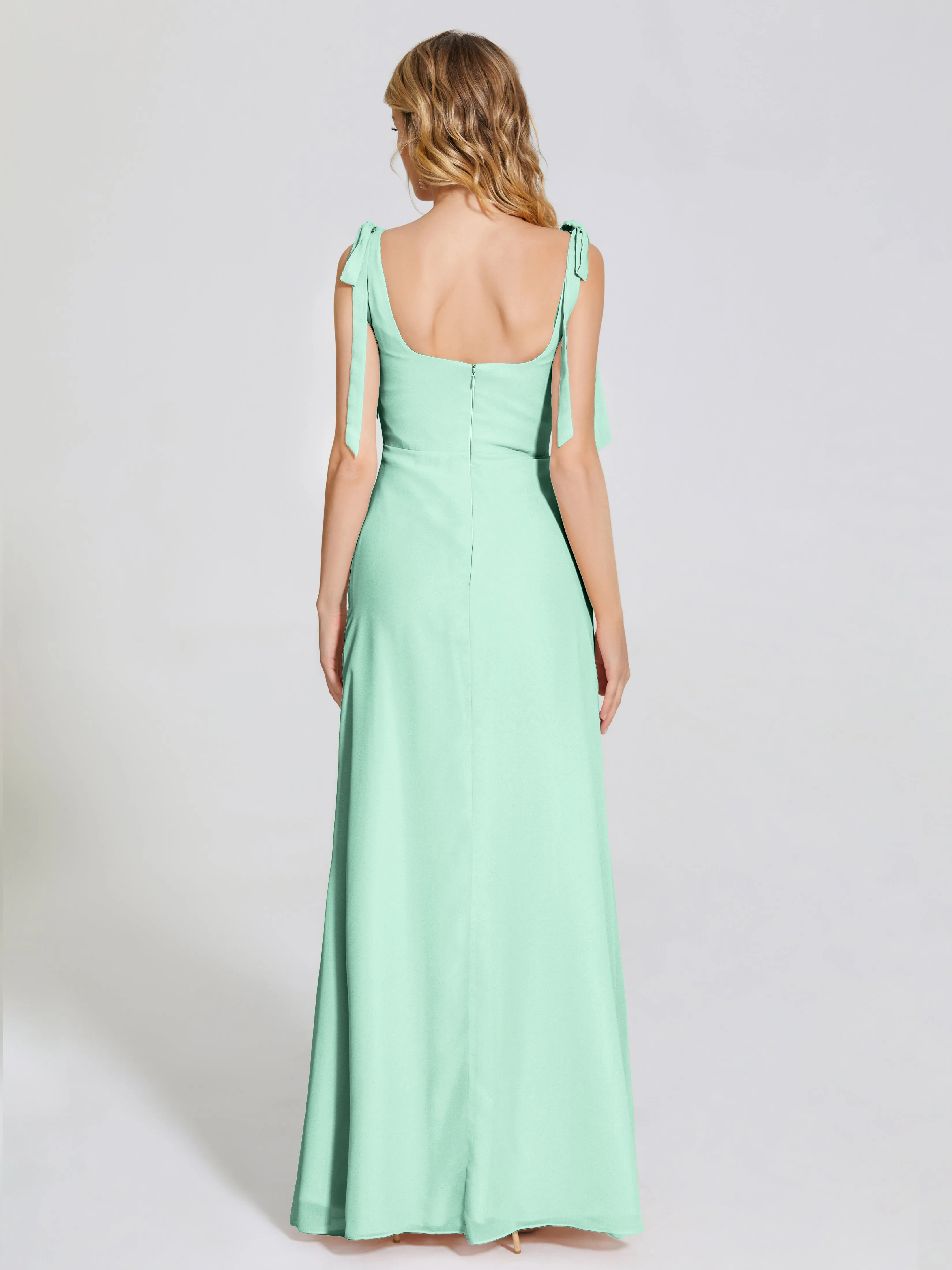 Michelle Elegant Square Neckline Chiffon Bridesmaid Dresses