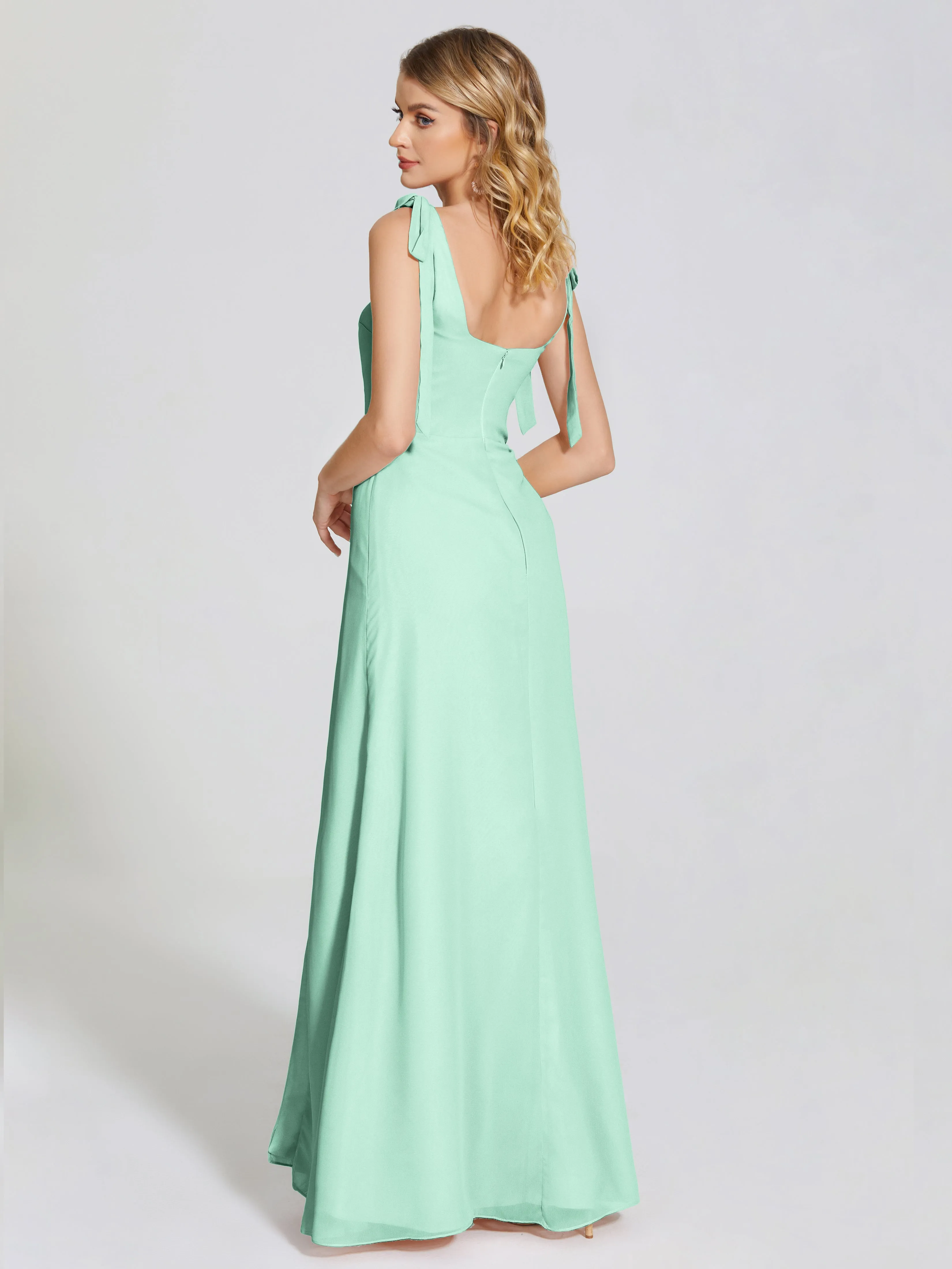 Michelle Elegant Square Neckline Chiffon Bridesmaid Dresses