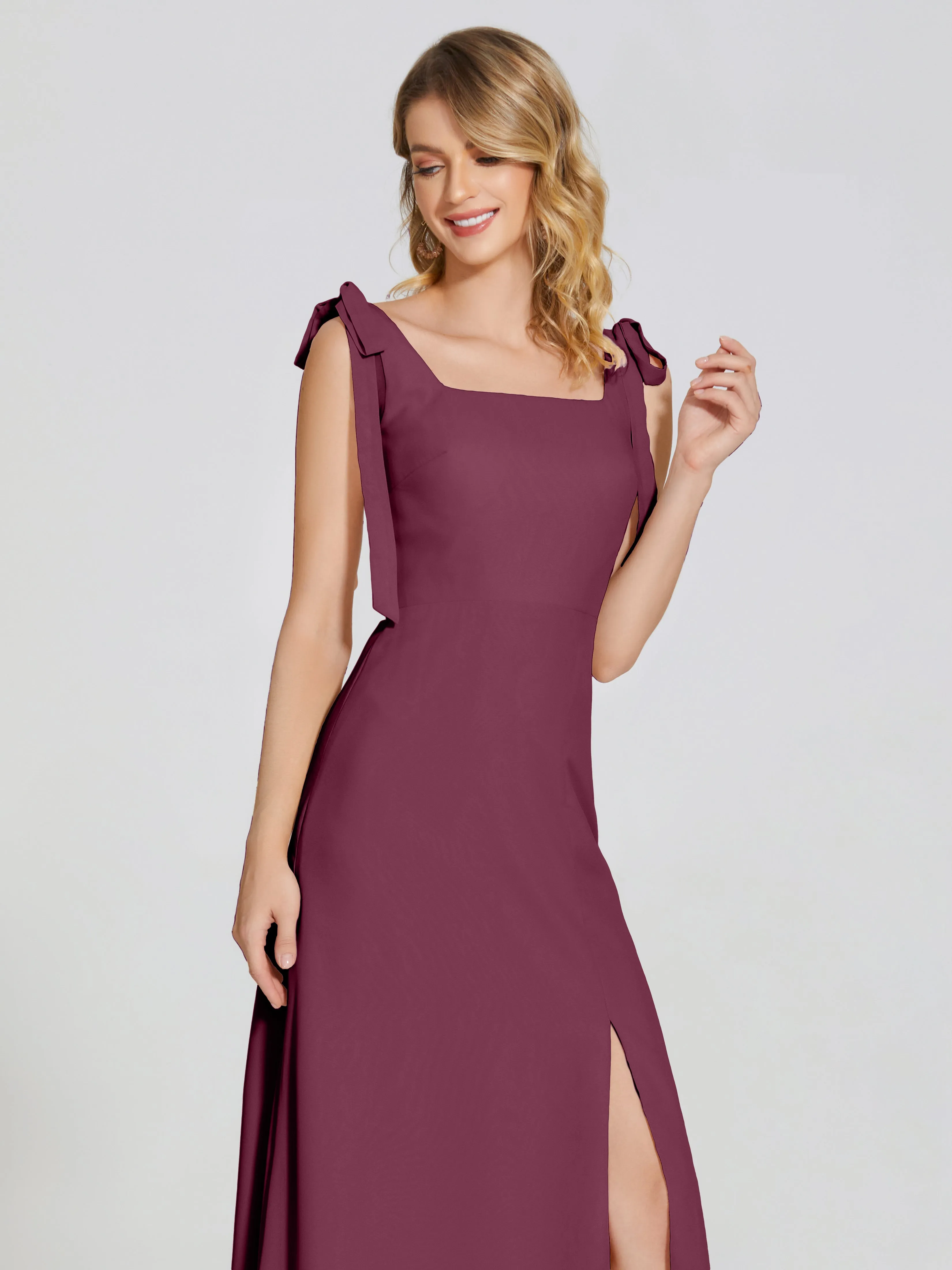 Michelle Elegant Square Neckline Chiffon Bridesmaid Dresses