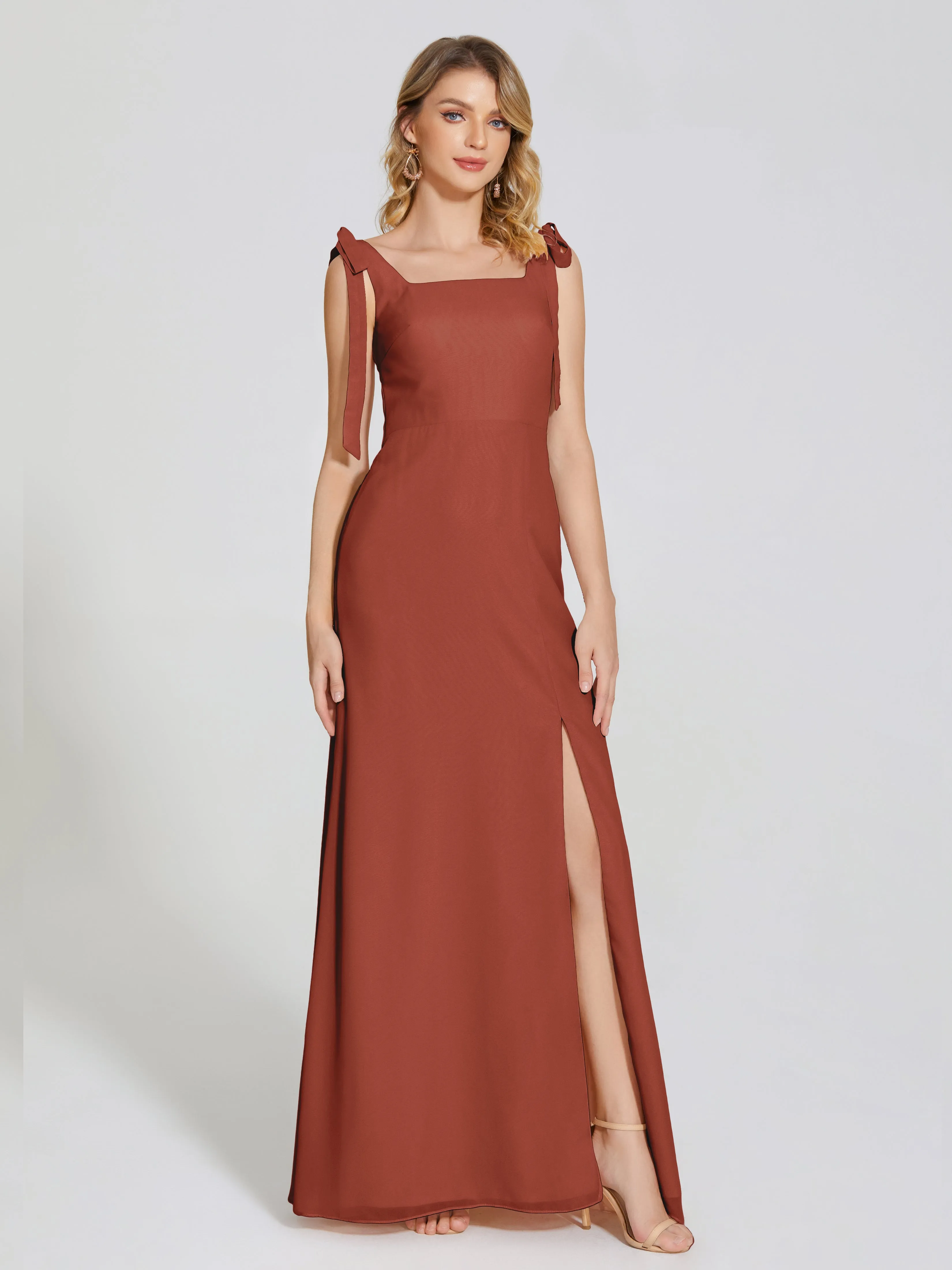 Michelle Elegant Square Neckline Chiffon Bridesmaid Dresses