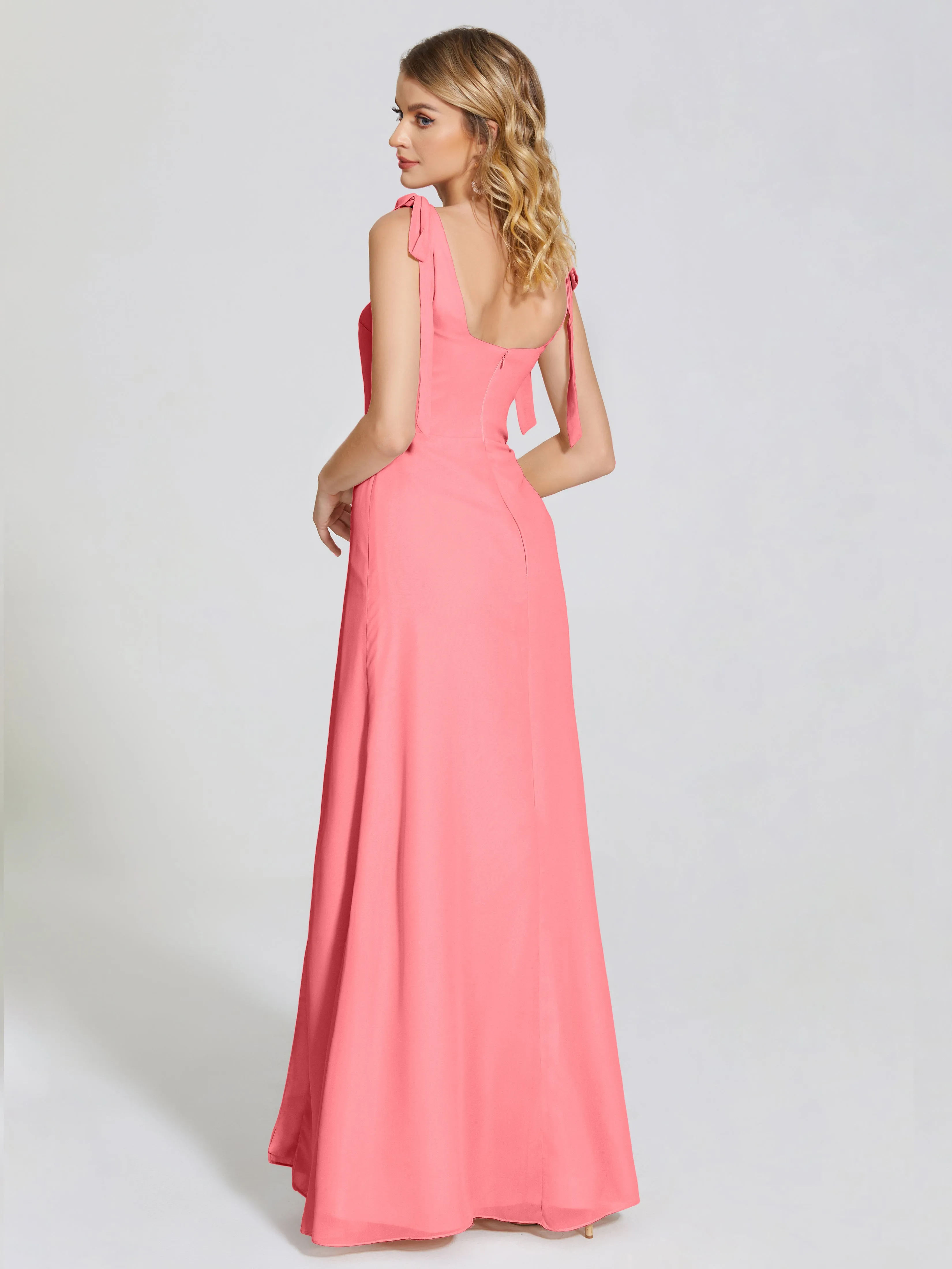 Michelle Elegant Square Neckline Chiffon Bridesmaid Dresses