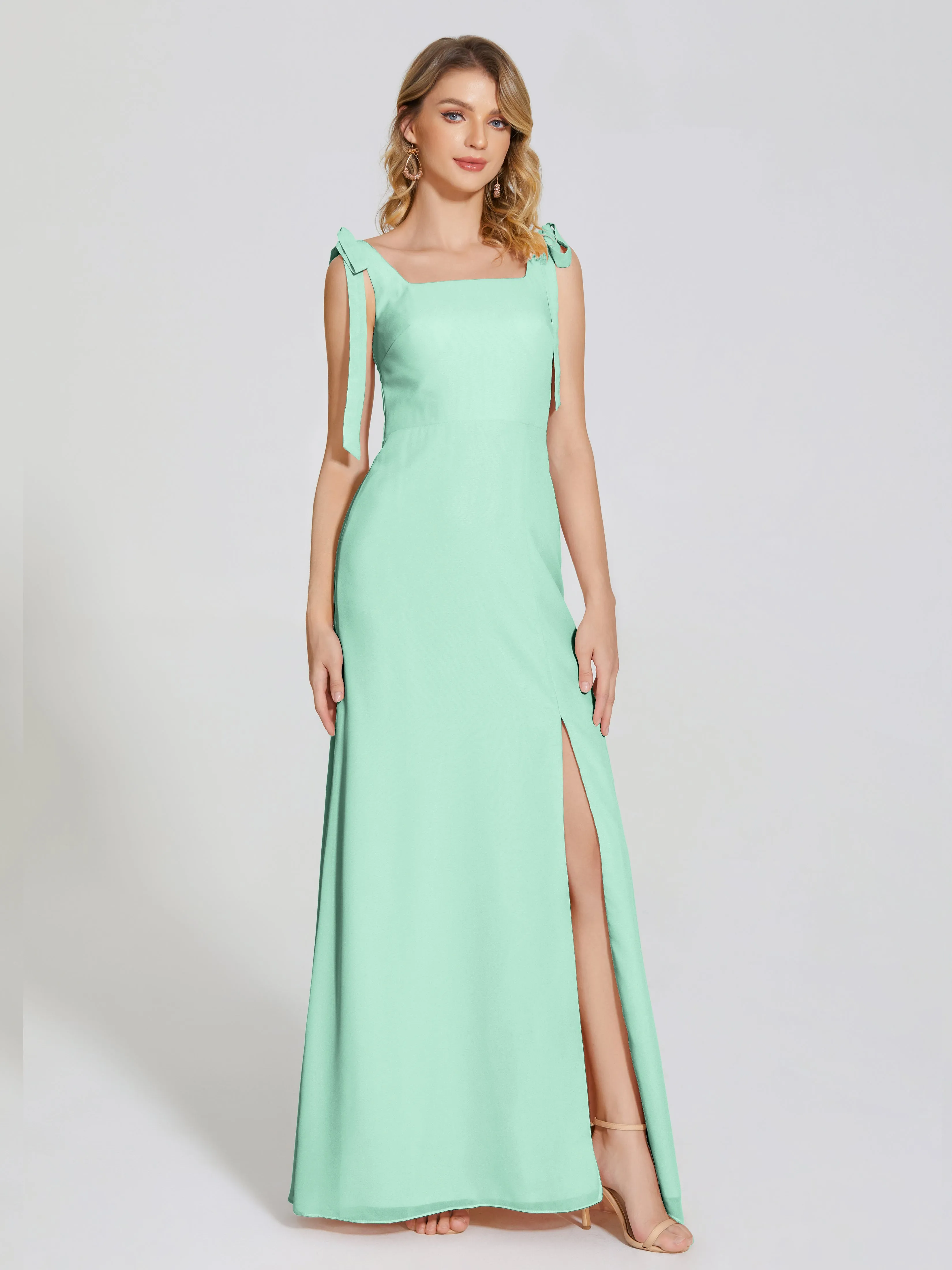 Michelle Elegant Square Neckline Chiffon Bridesmaid Dresses