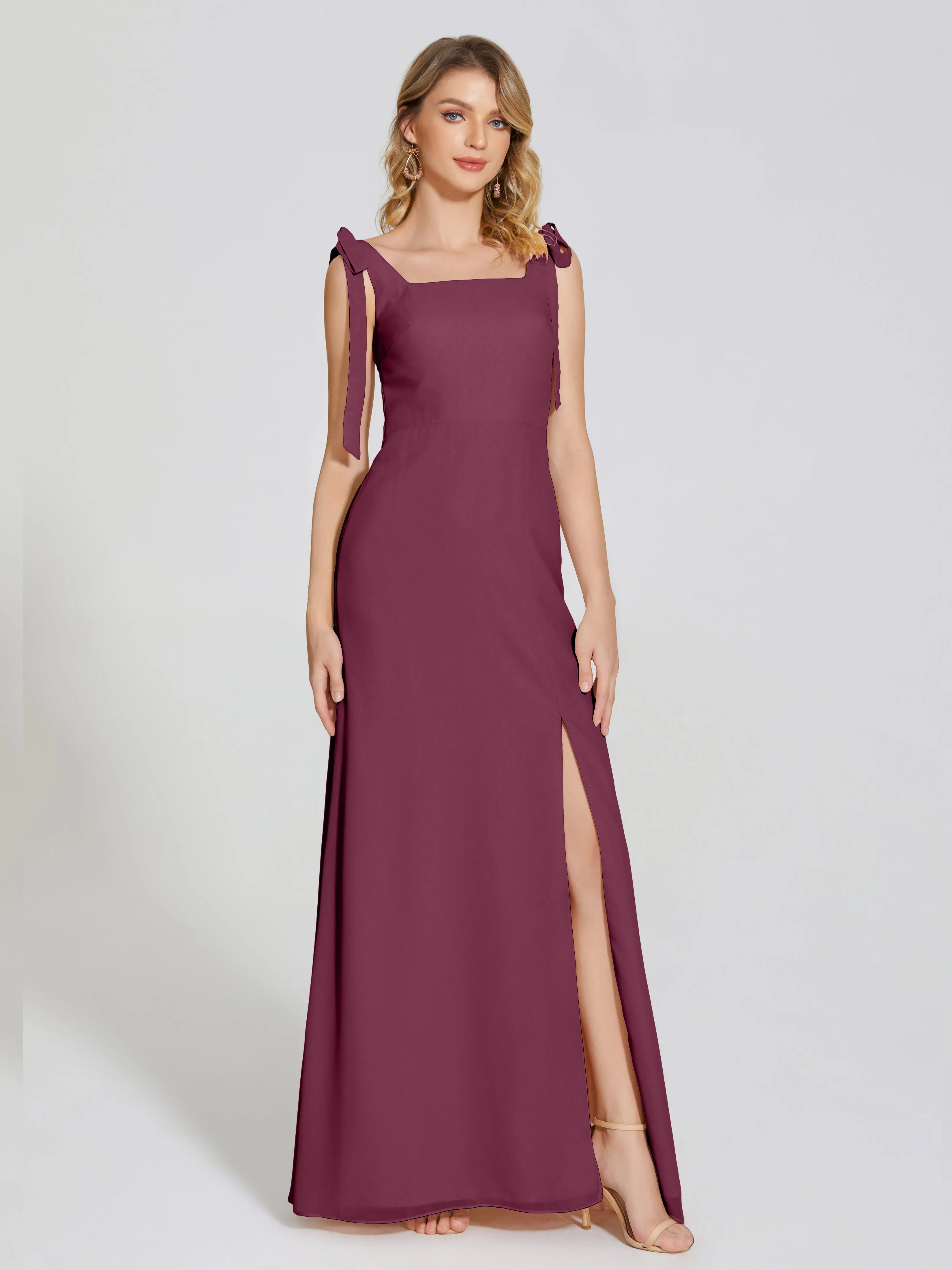 Michelle Elegant Square Neckline Chiffon Bridesmaid Dresses