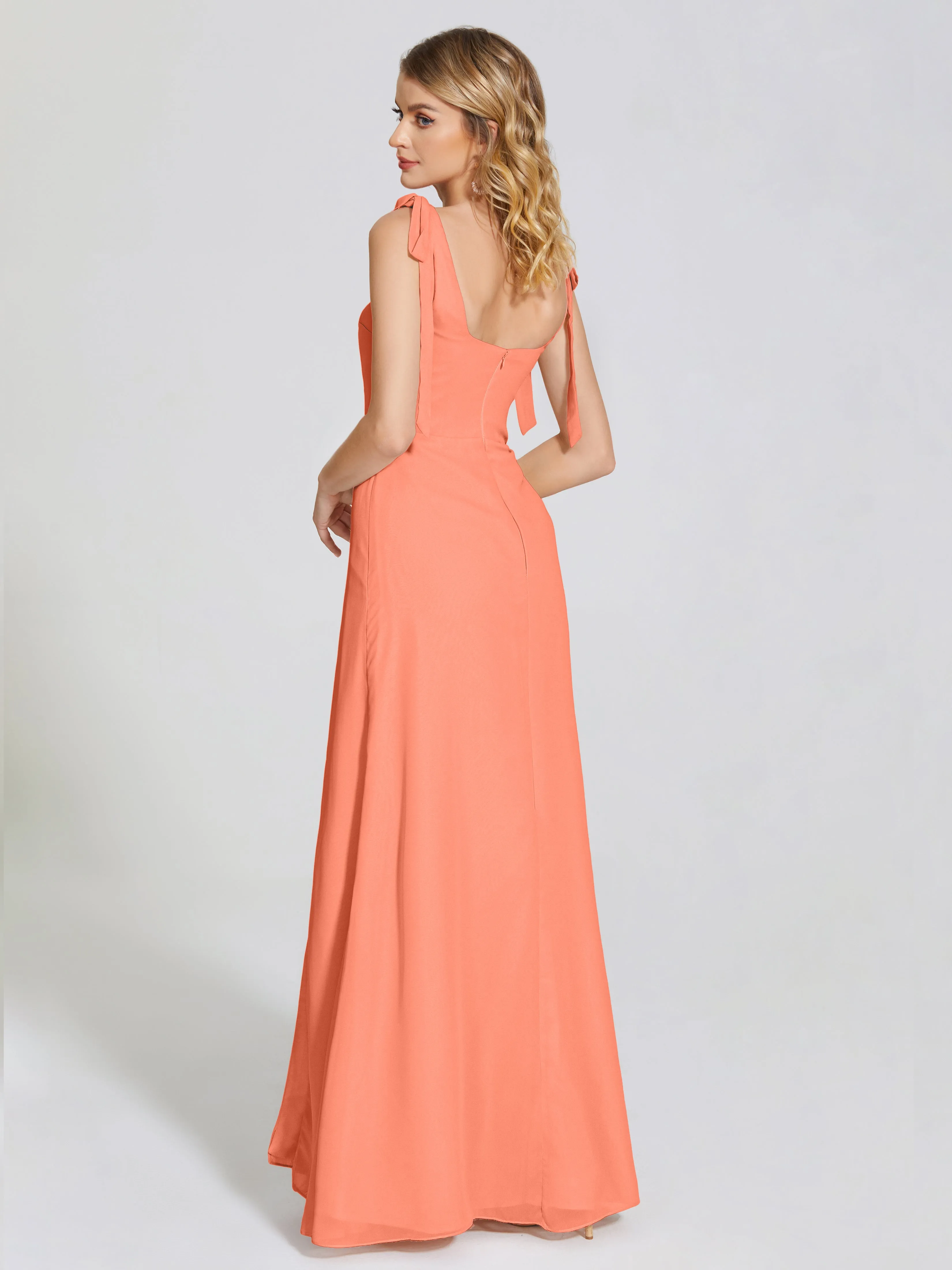 Michelle Elegant Square Neckline Chiffon Bridesmaid Dresses