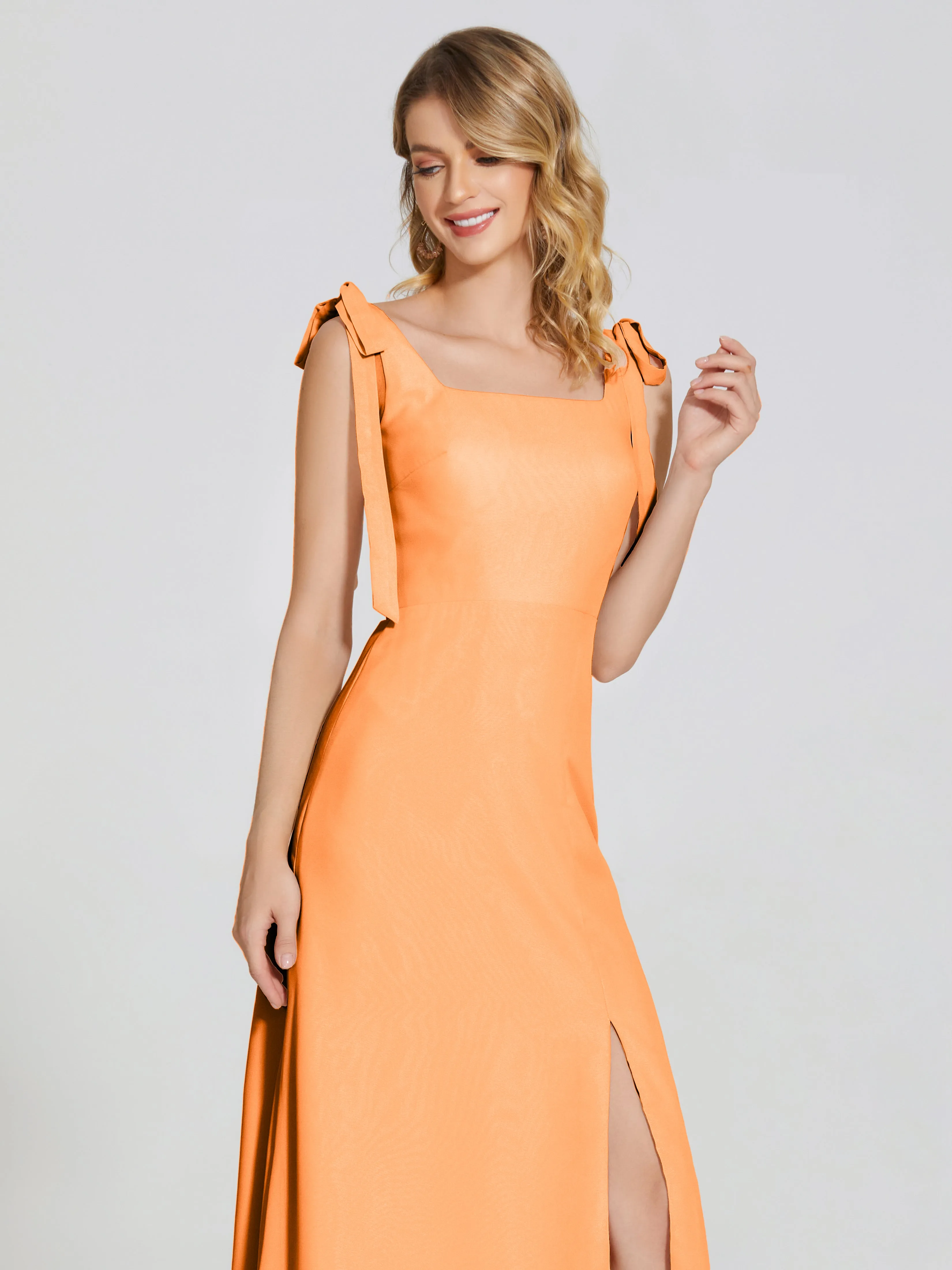 Michelle Elegant Square Neckline Chiffon Bridesmaid Dresses