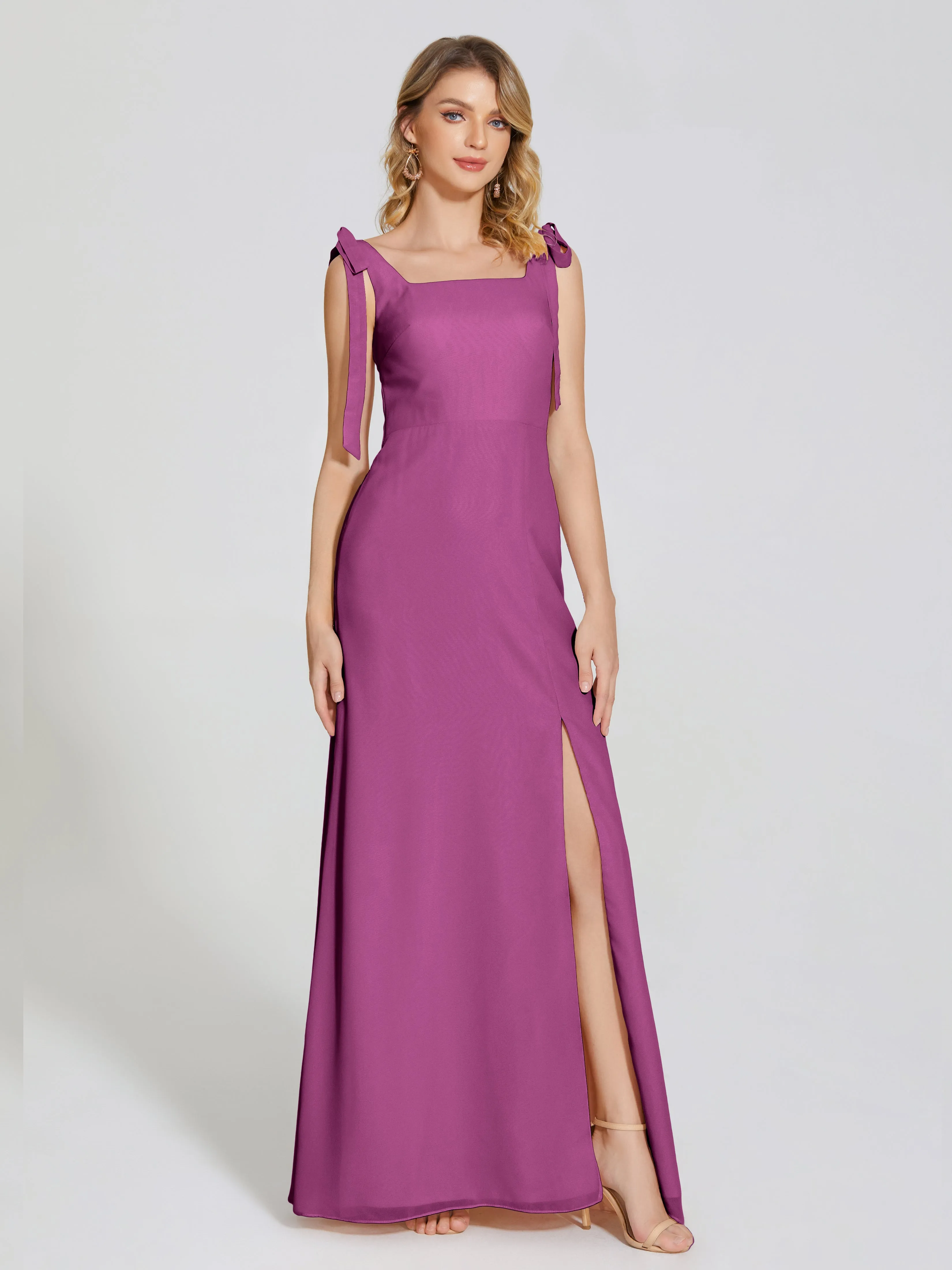 Michelle Elegant Square Neckline Chiffon Bridesmaid Dresses