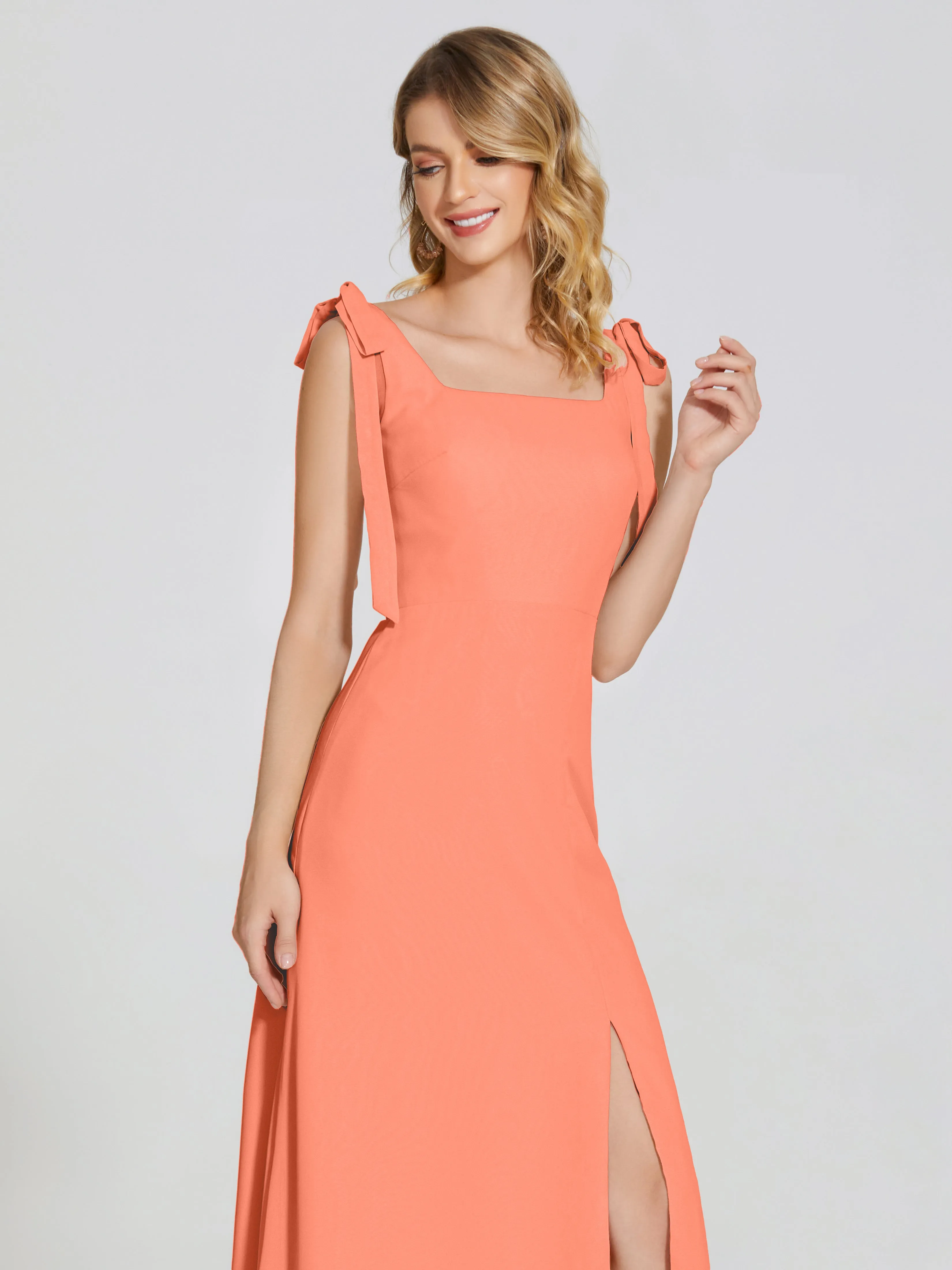 Michelle Elegant Square Neckline Chiffon Bridesmaid Dresses