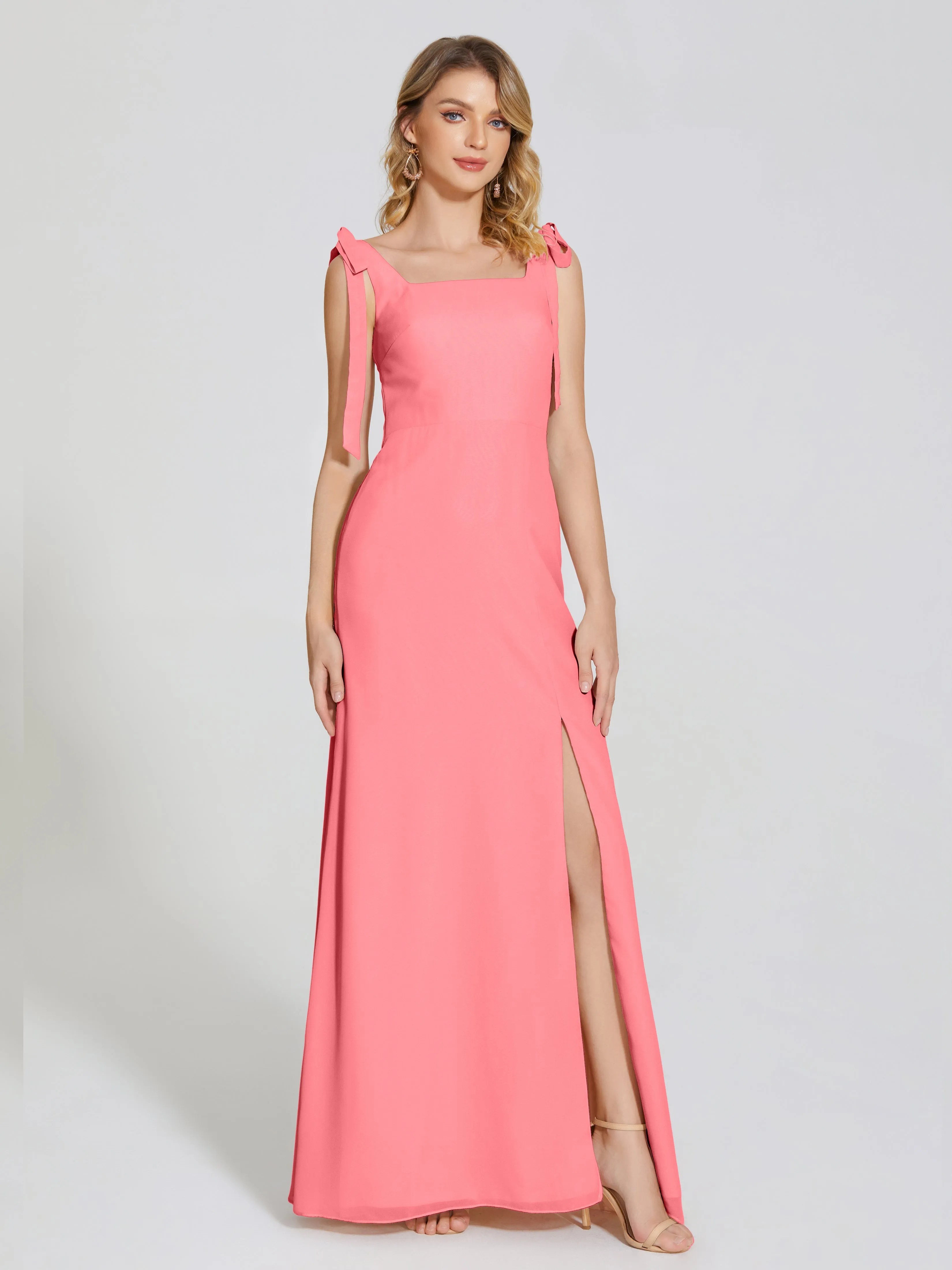 Michelle Elegant Square Neckline Chiffon Bridesmaid Dresses