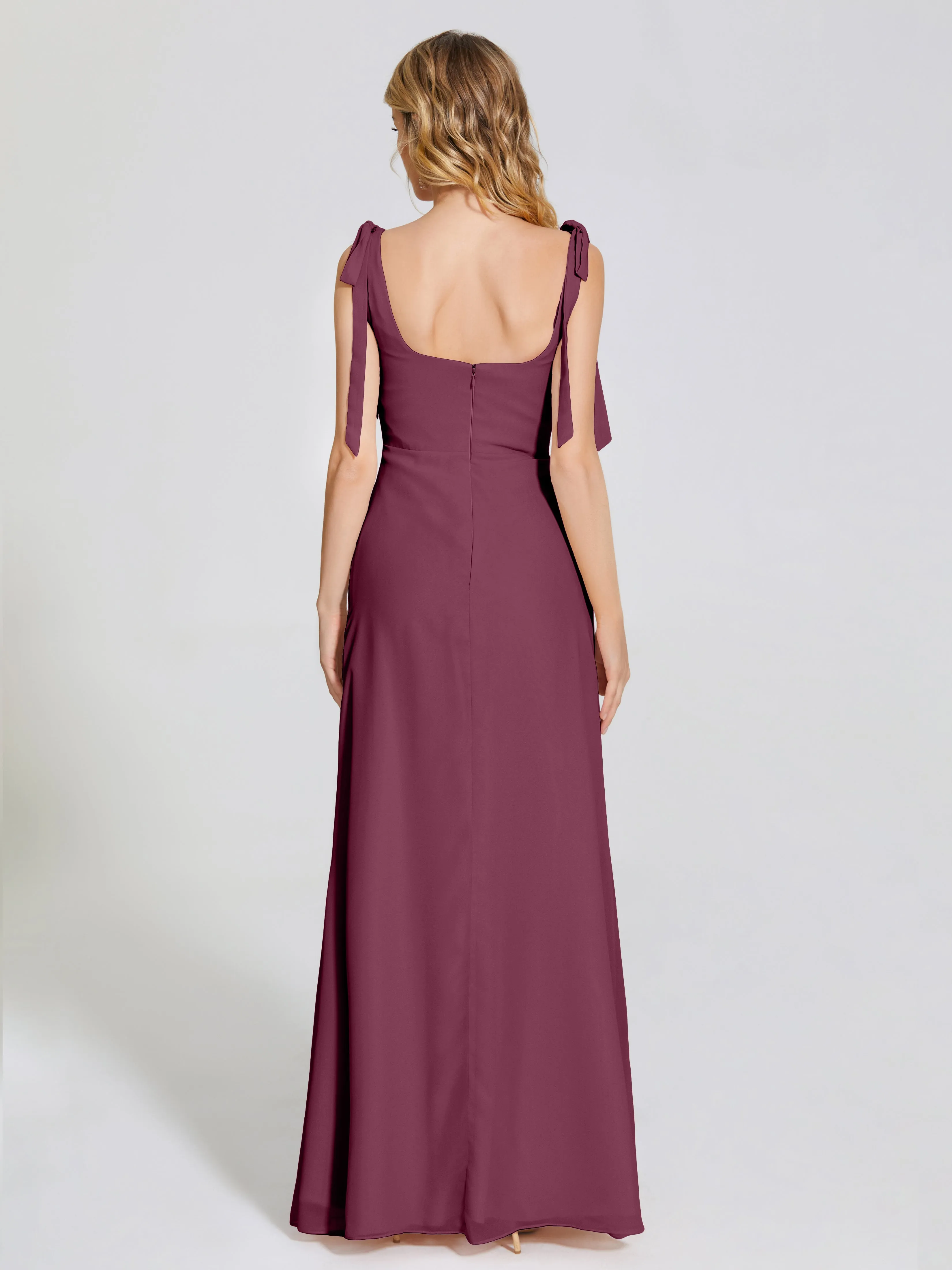 Michelle Elegant Square Neckline Chiffon Bridesmaid Dresses