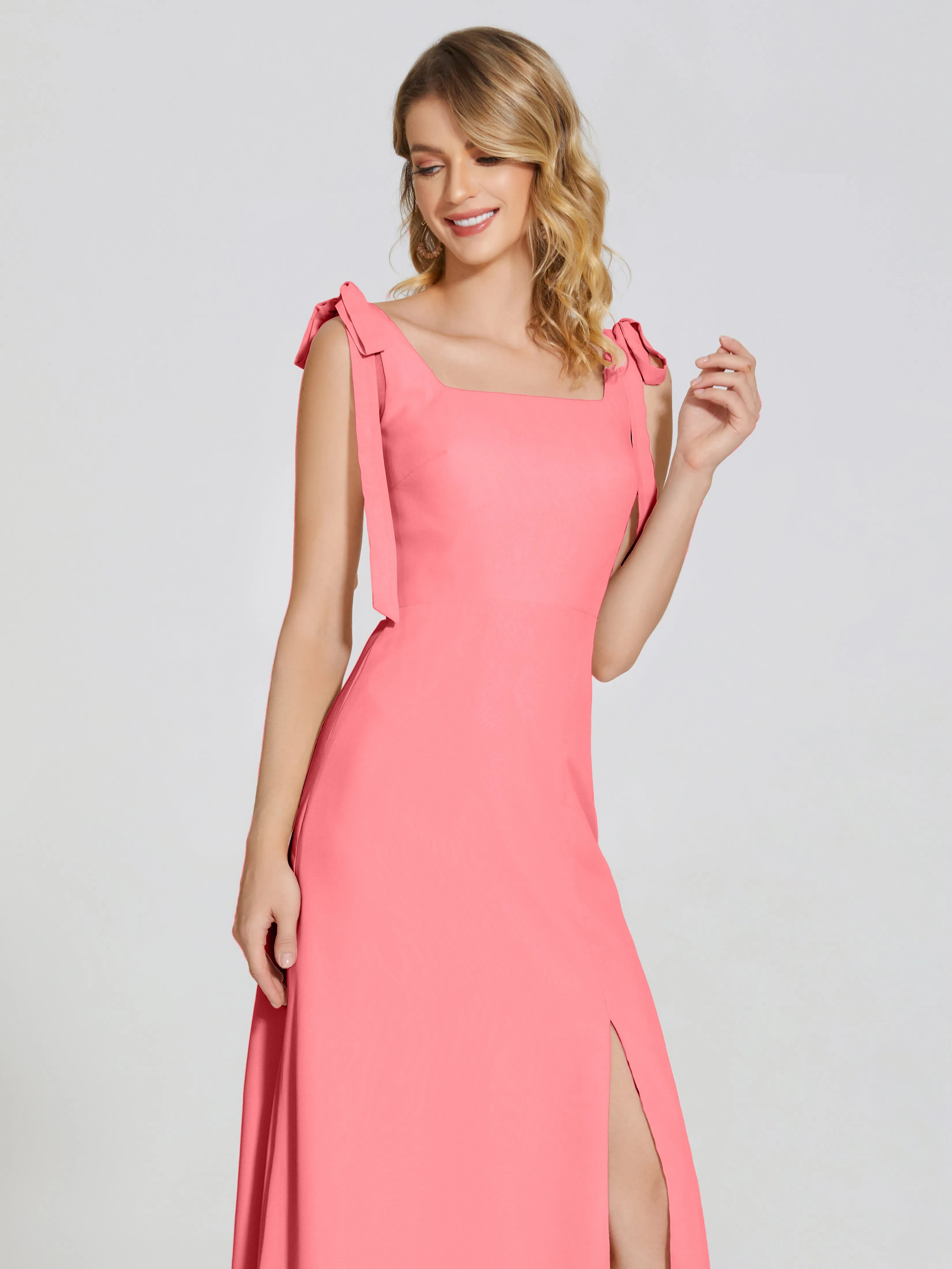 Michelle Elegant Square Neckline Chiffon Bridesmaid Dresses