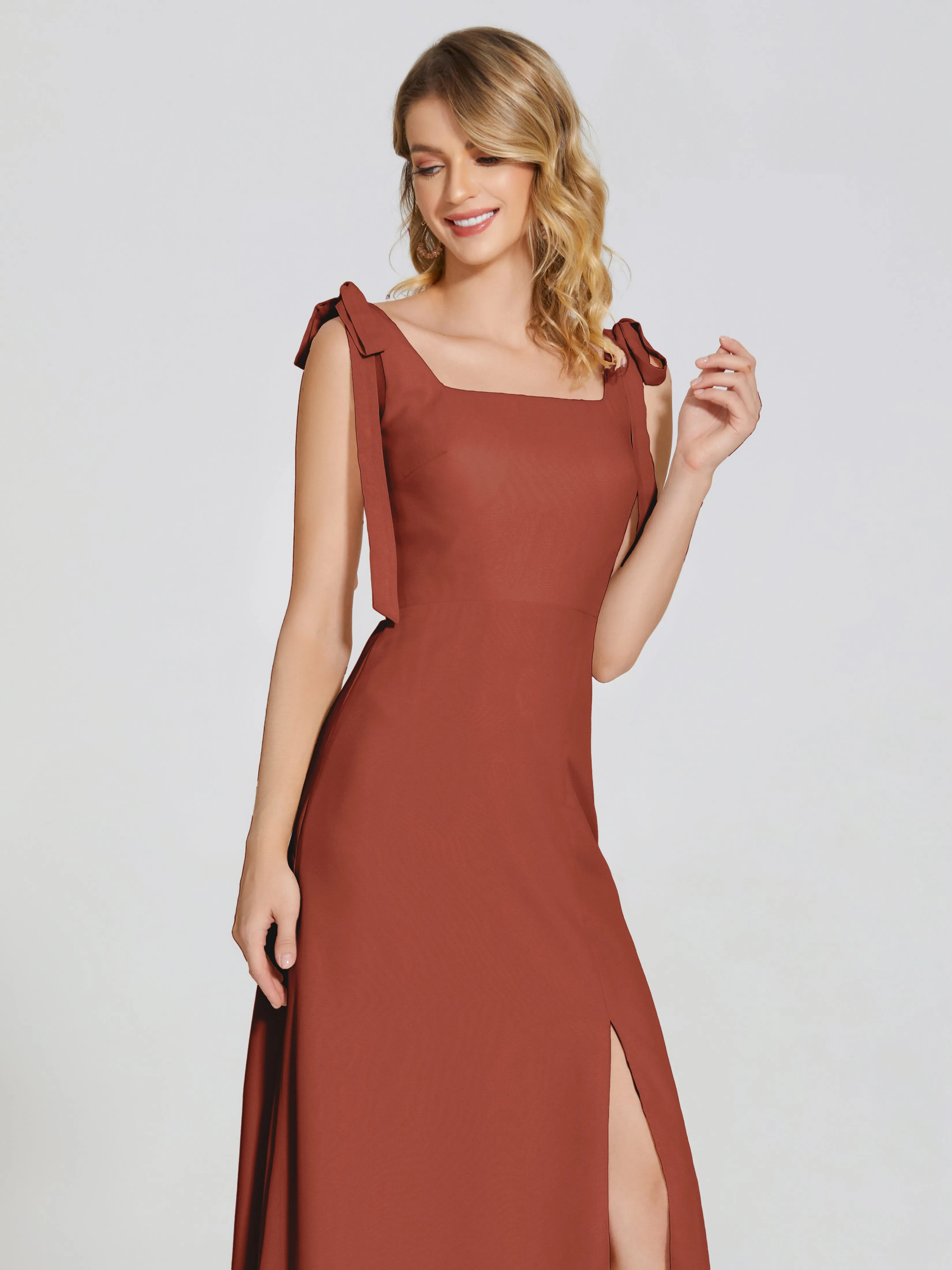 Michelle Elegant Square Neckline Chiffon Bridesmaid Dresses