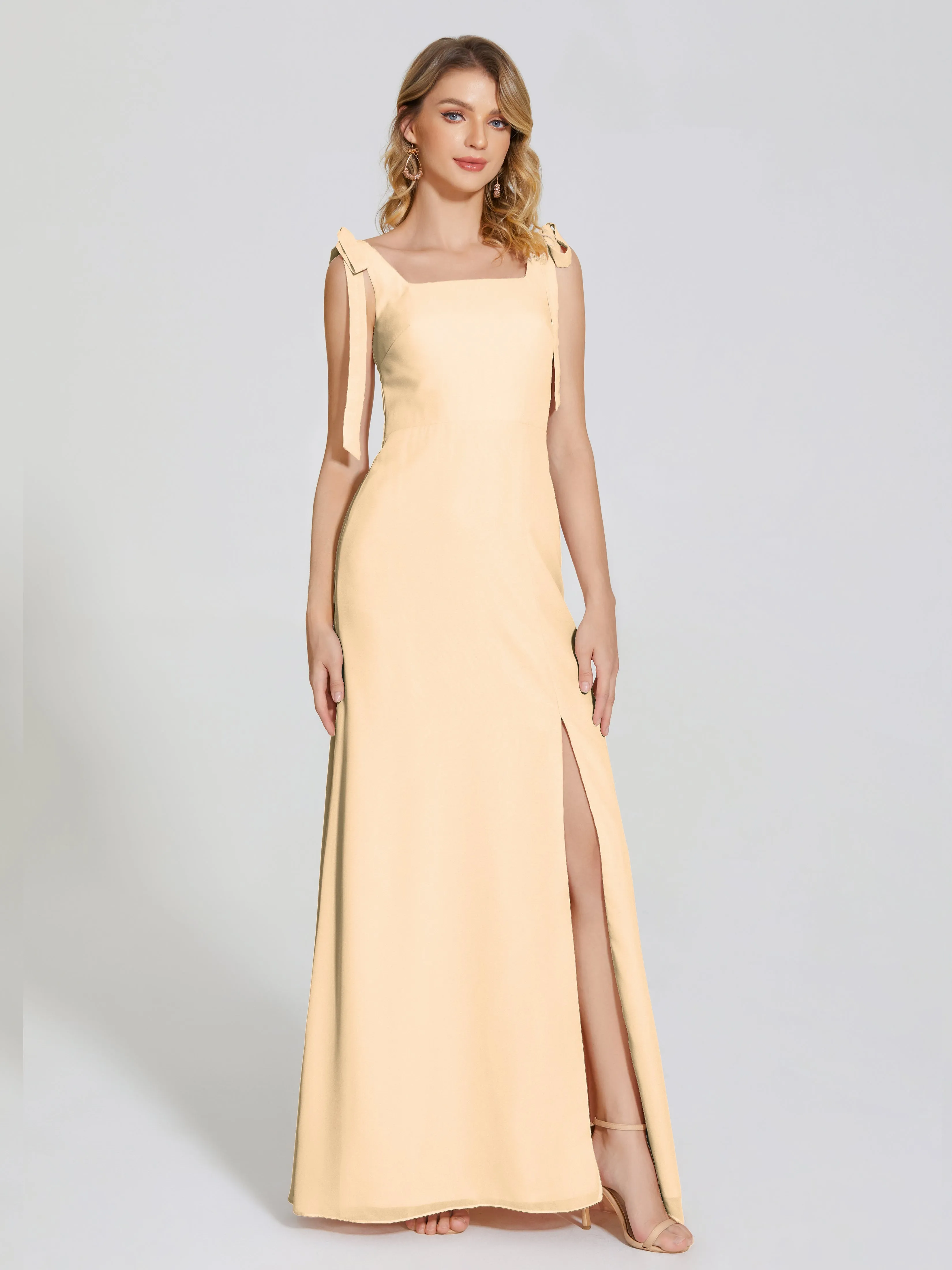 Michelle Elegant Square Neckline Chiffon Bridesmaid Dresses